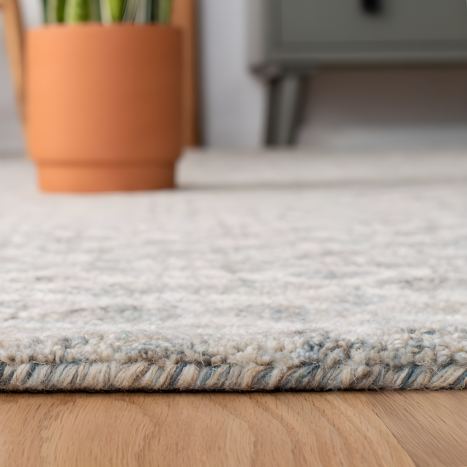 Abstract ABT203 Handmade Indoor Area Rug - Ivory/Grey - 6'x6' - Safavieh