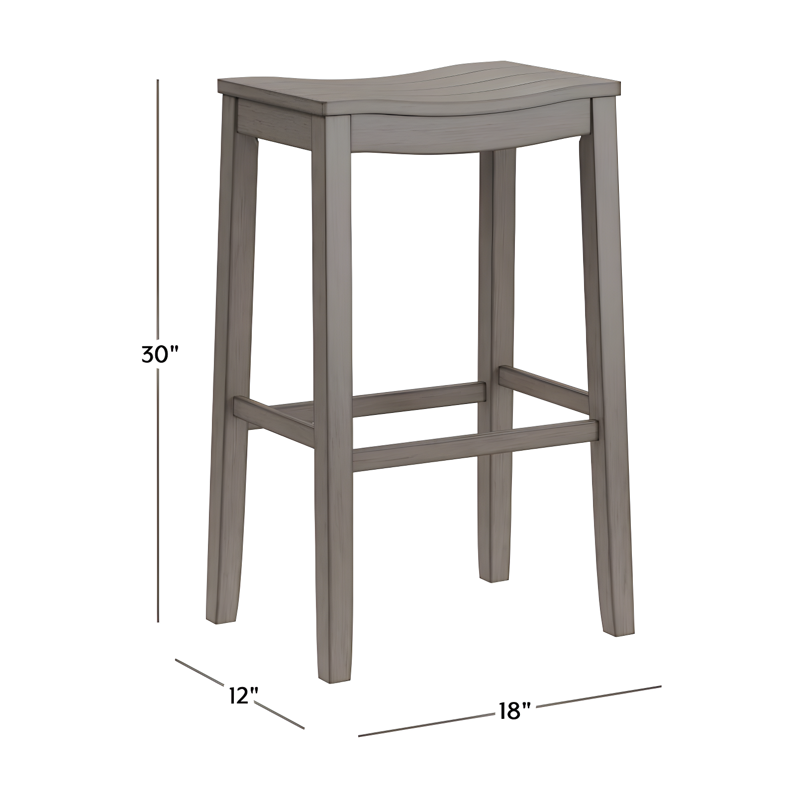 Fiddler Backless 30" NonSwivel Barstool Aged Gray: Coastal Charm, Wood Legs - Hillsdale Furniture