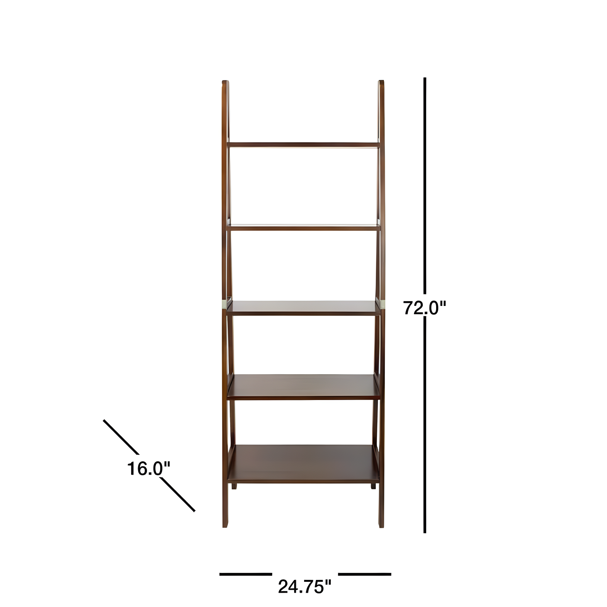 Casual Home 176-54 5-Shelf Ladder Bookcase, Warm Brown