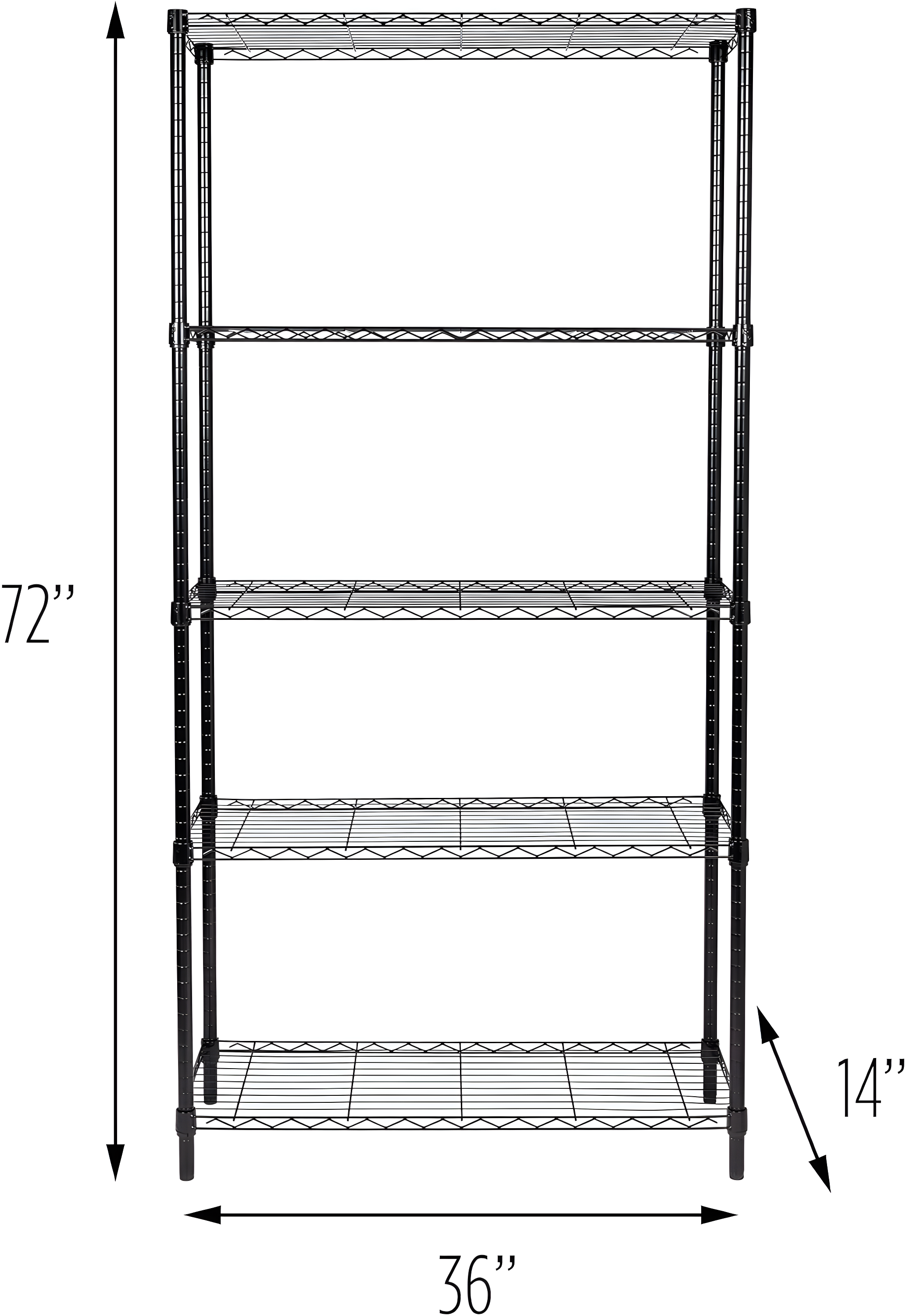 Honey-Can-Do 72 in. H X 14 in. W X 36 in. D Steel Shelving Unit