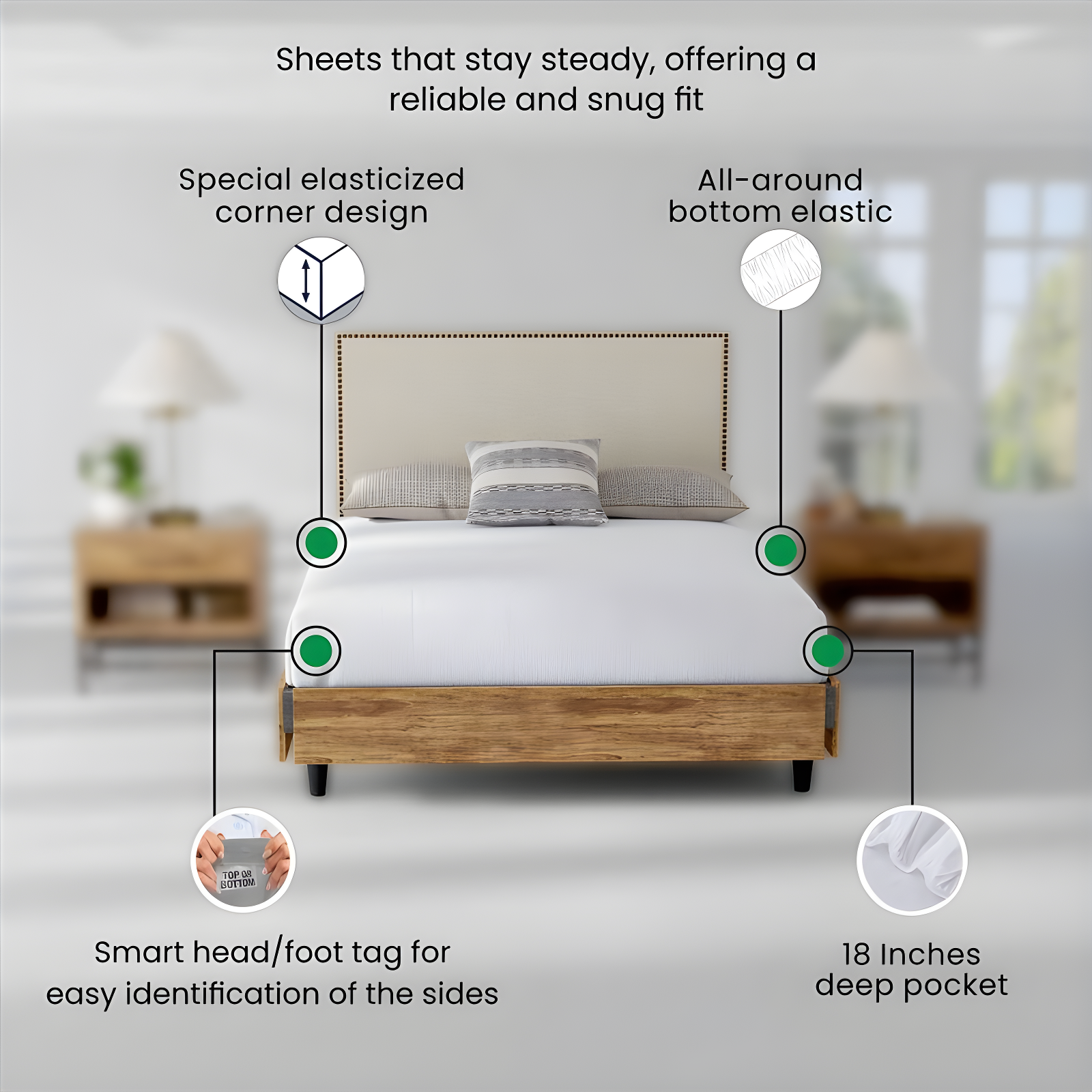 Purity Home Sustainable Organic 100% Cotton Breathable & Lightweight Deep Pocket Sheet Set