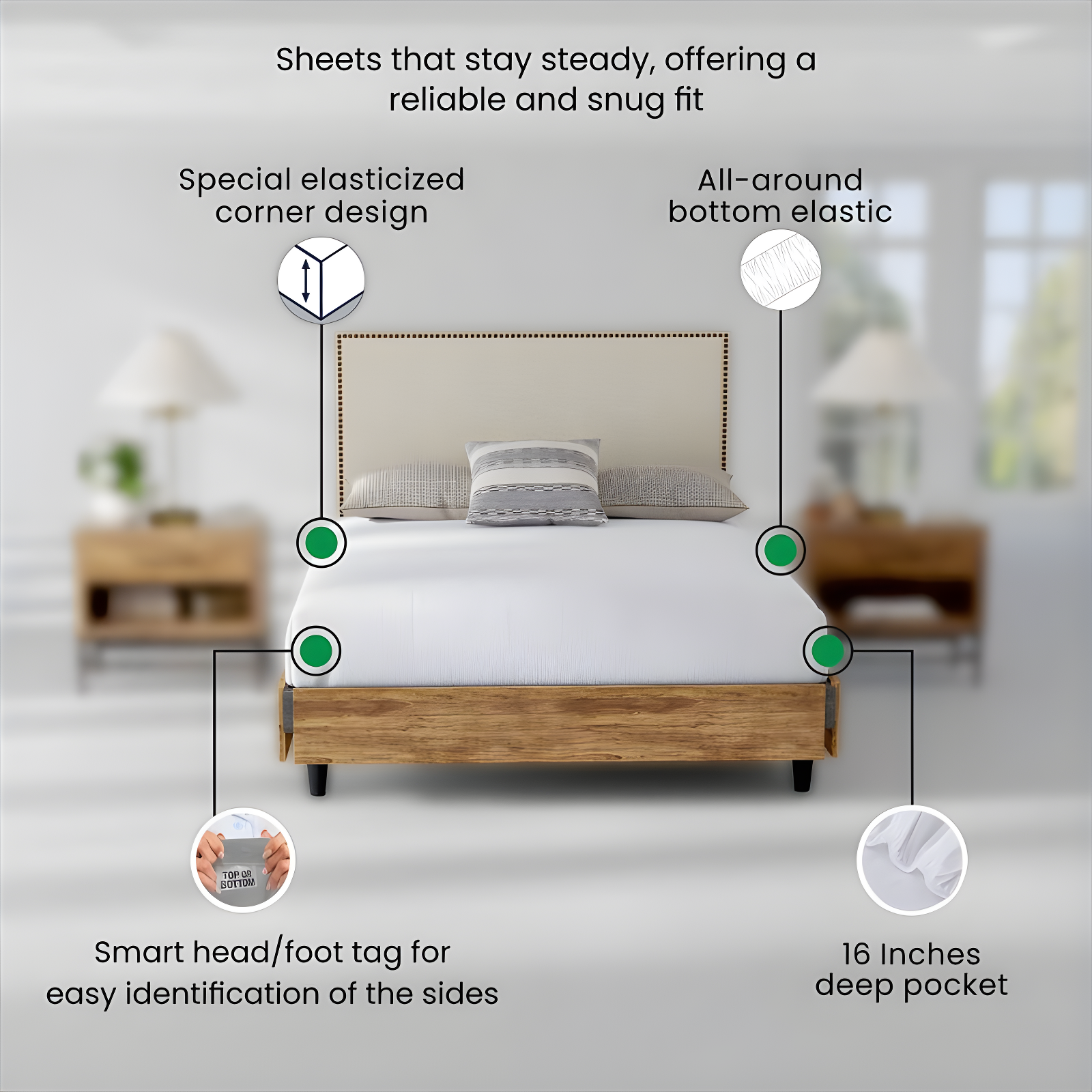 Purity Home Sustainable Organic 100% Cotton Breathable & Lightweight Deep Pocket Sheet Set