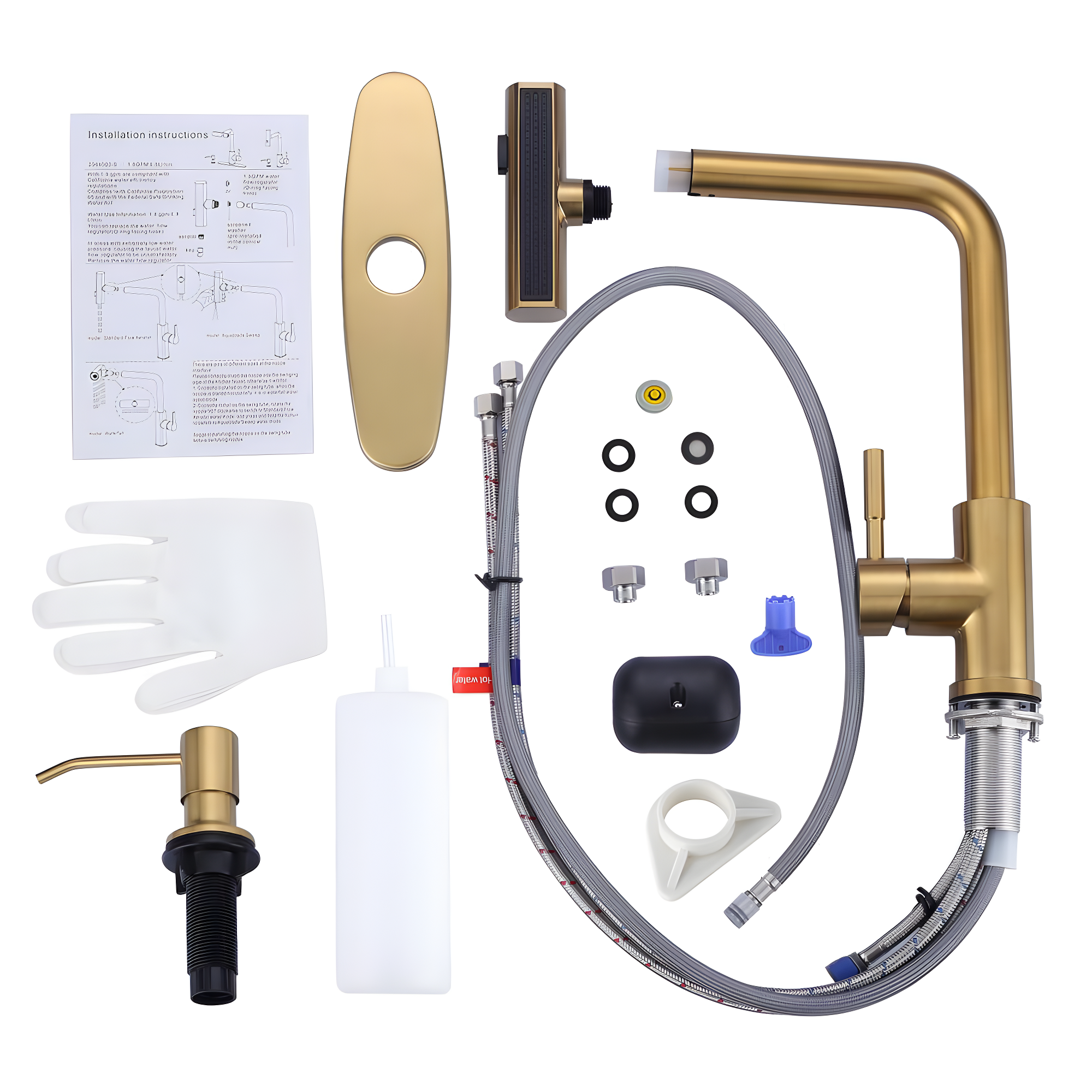 Waterfall Kitchen Faucet with Pull Down Sprayer, Stainless Kitchen Faucet with Sprayer 3 Modes