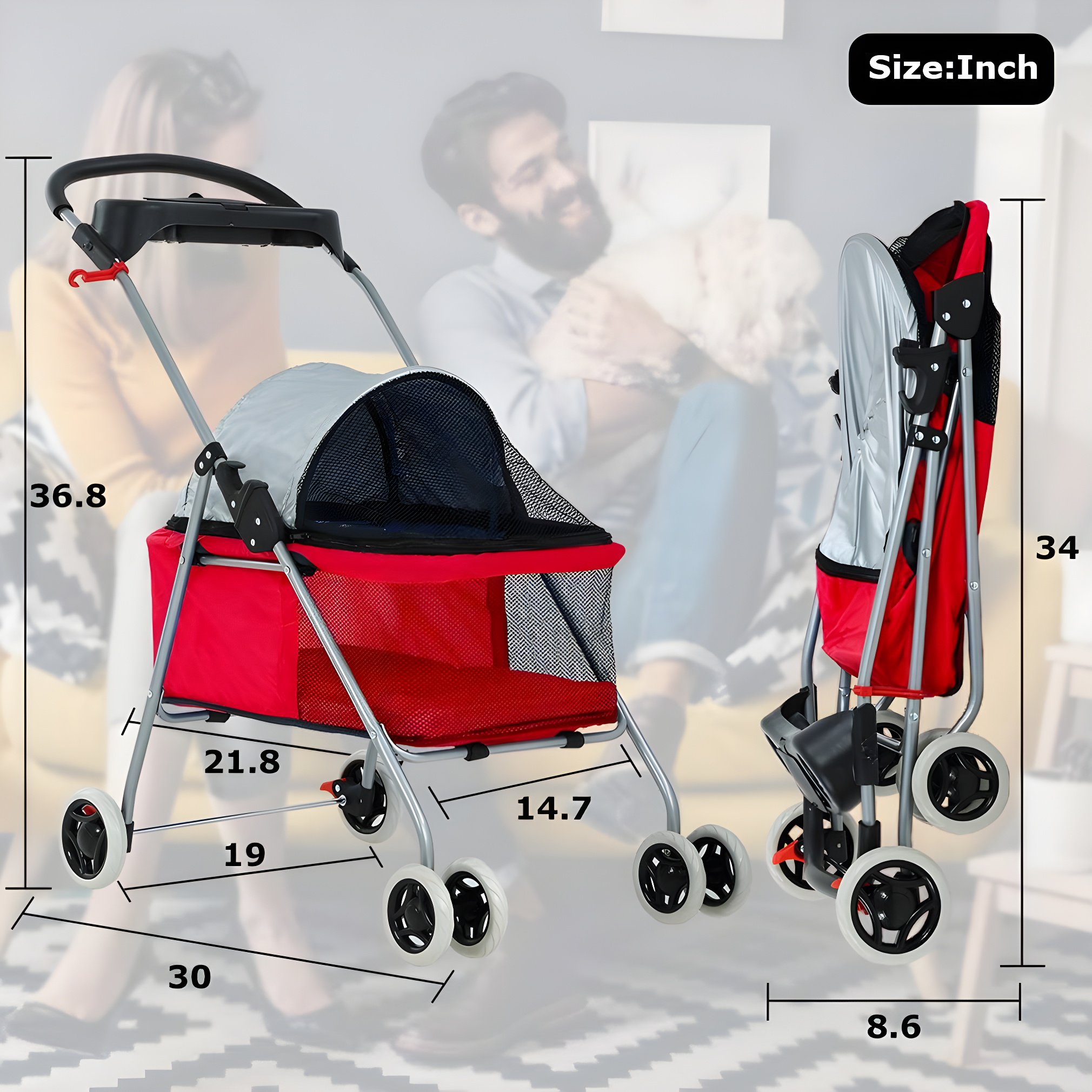 BestPet Foldable Pet Jogger Stroller
