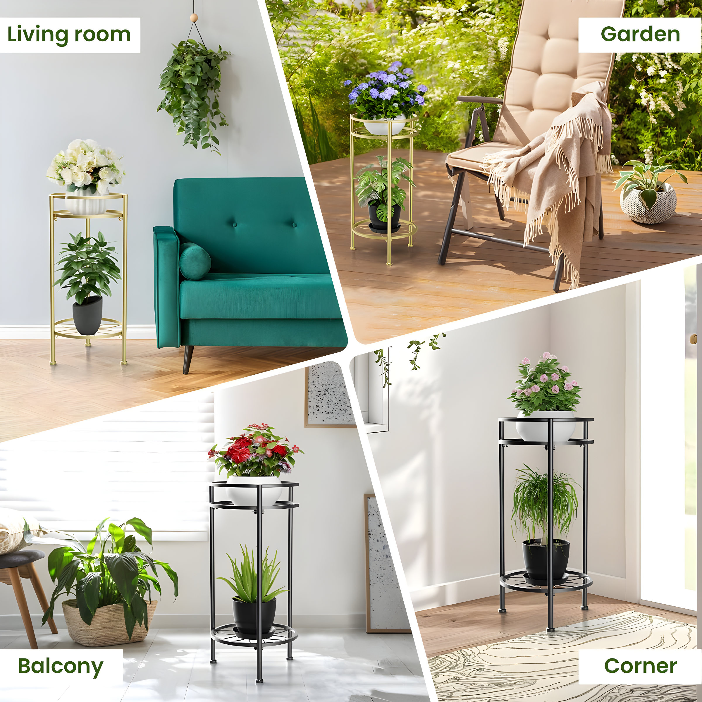 H HOMEXIN Plant Stand Indoor, 2 Tier Metal Tall Plant Stands 23.4" Multiple Plant Rack Holder, Heavy Duty Rustproof Flower Shelf Display for Apartment Corner Home Garden Patio
