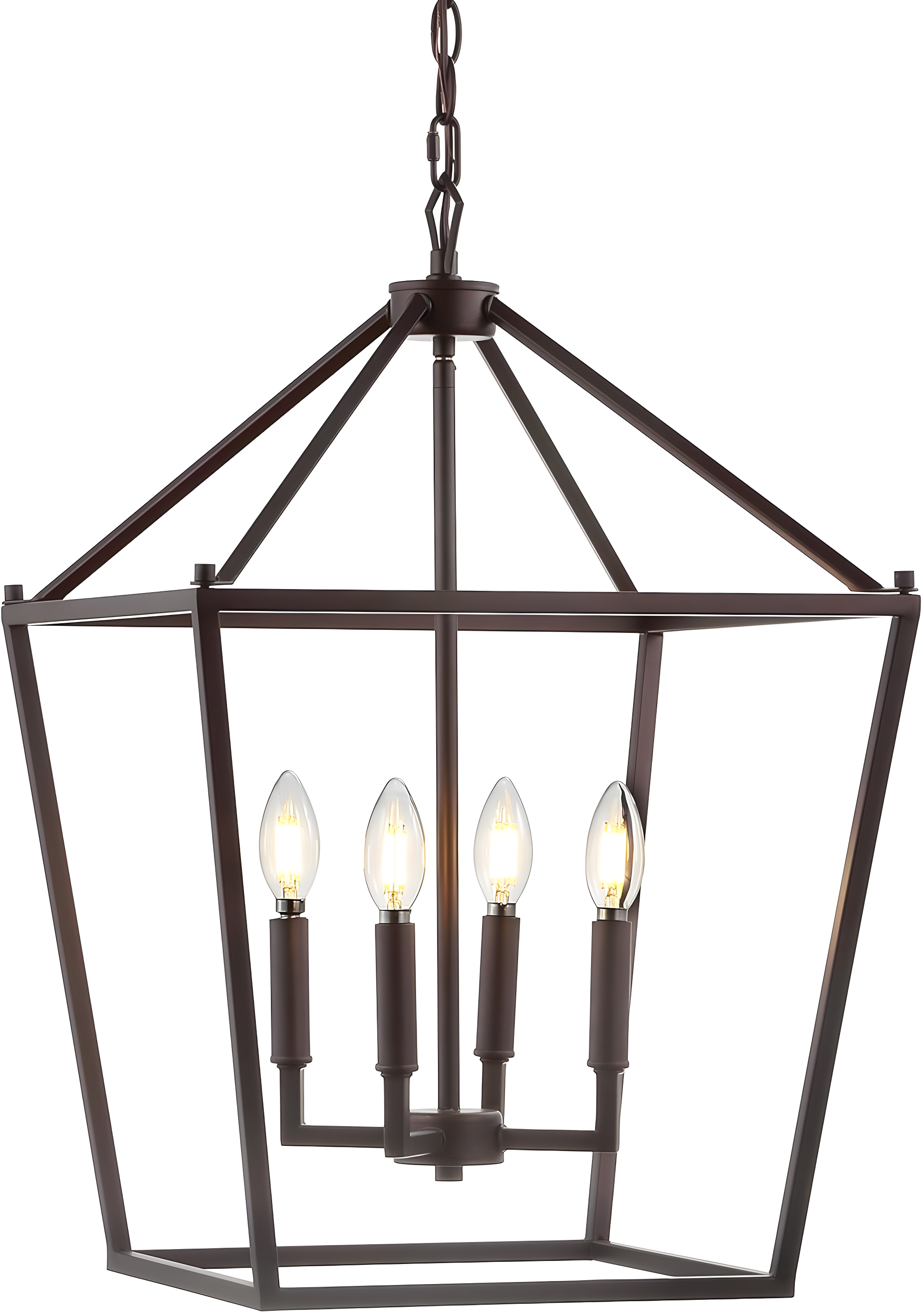 Pagoda 16" 4-Bulb Lantern Metal LED Pendant, Oil Rubbed Bronze
