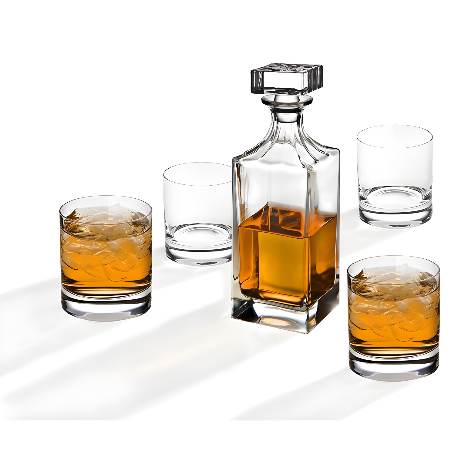 Godinger Silver Art Co Social 5 Piece Whiskey Decanter Set