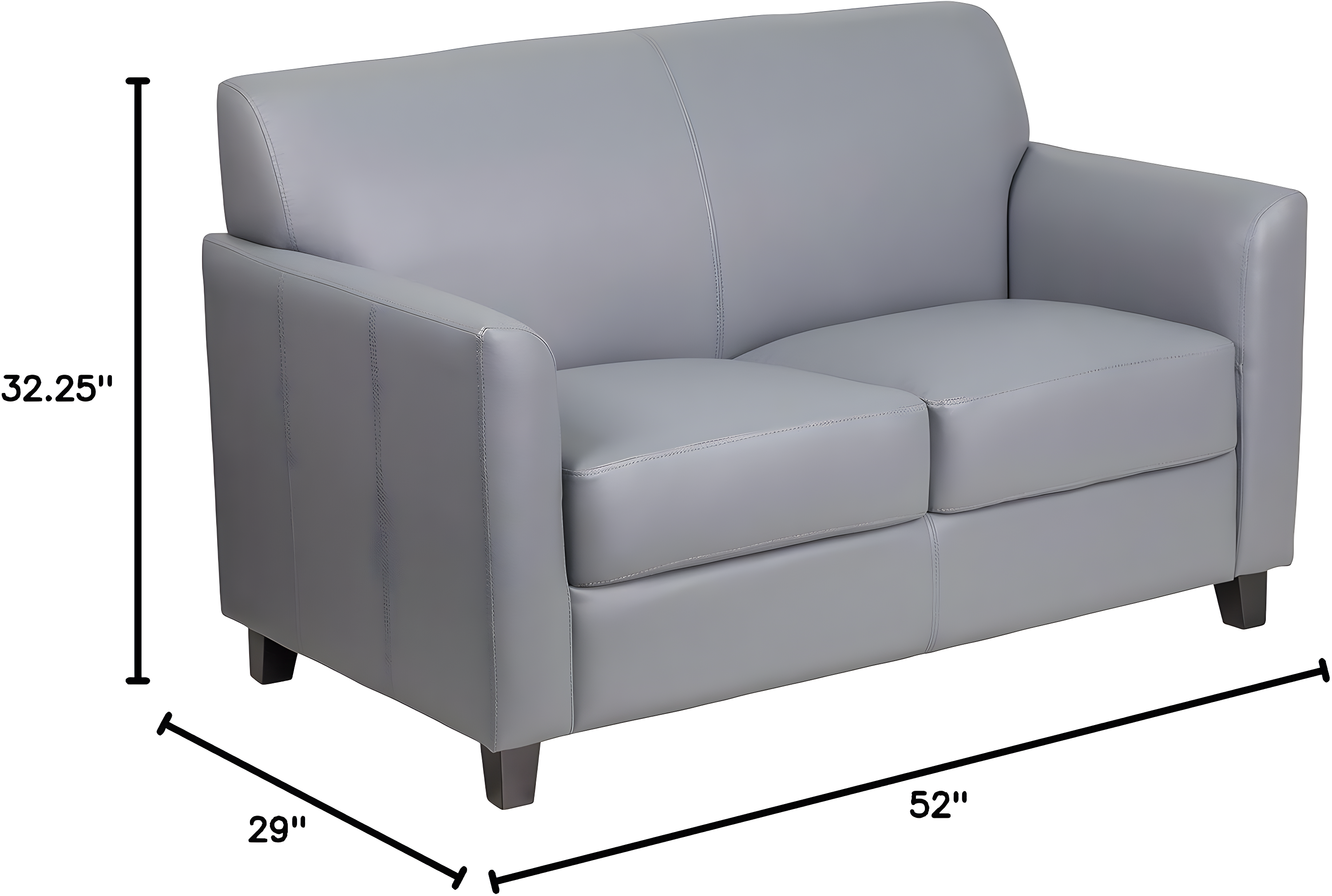 Hercules Junkersfeld 52" Modern LeatherSoft Upholstered Reception Loveseat