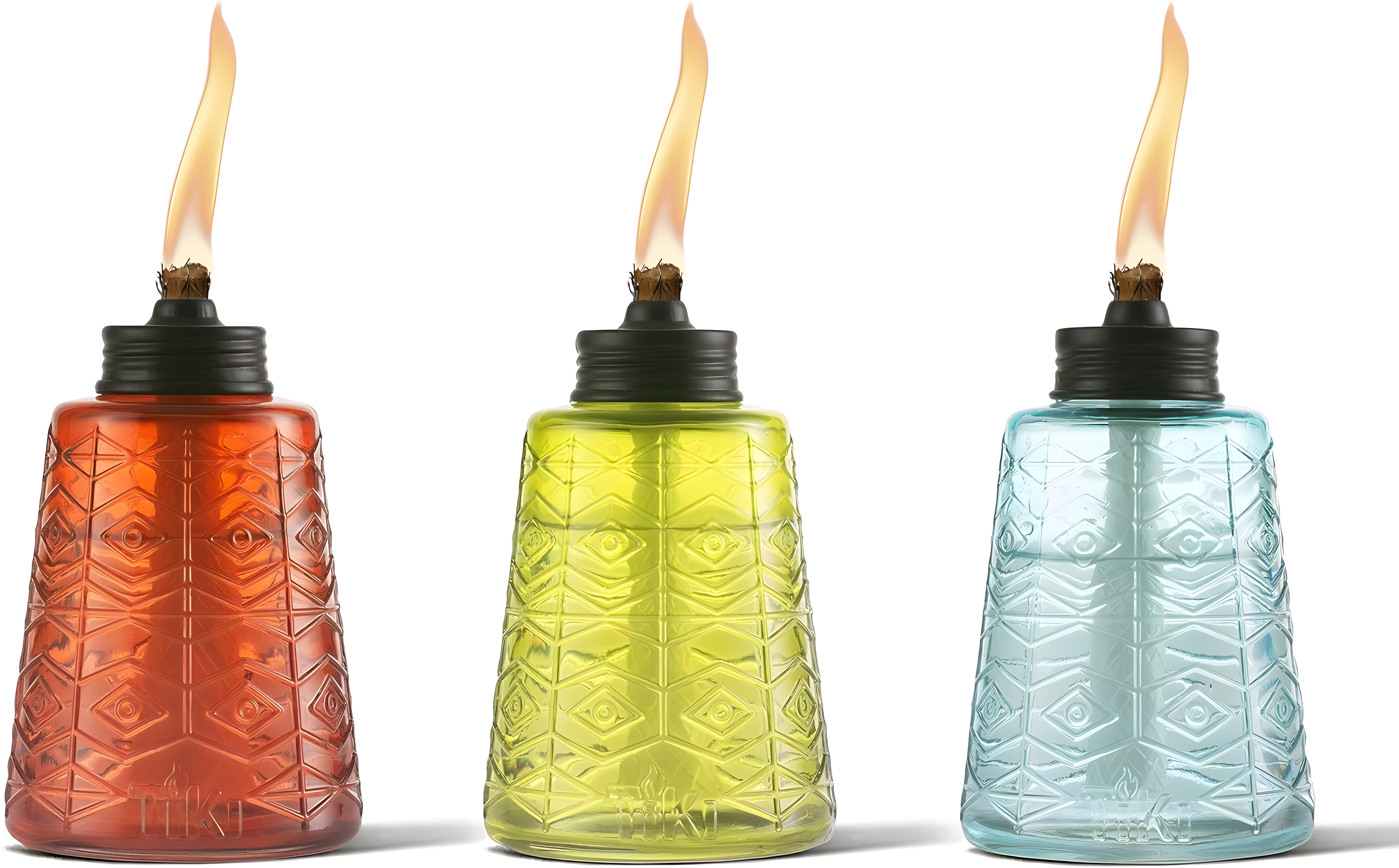 TIKI Brand TIKI® Brand 6 Inch Table Torch Glass Red, Green and Blue (Set of 3)