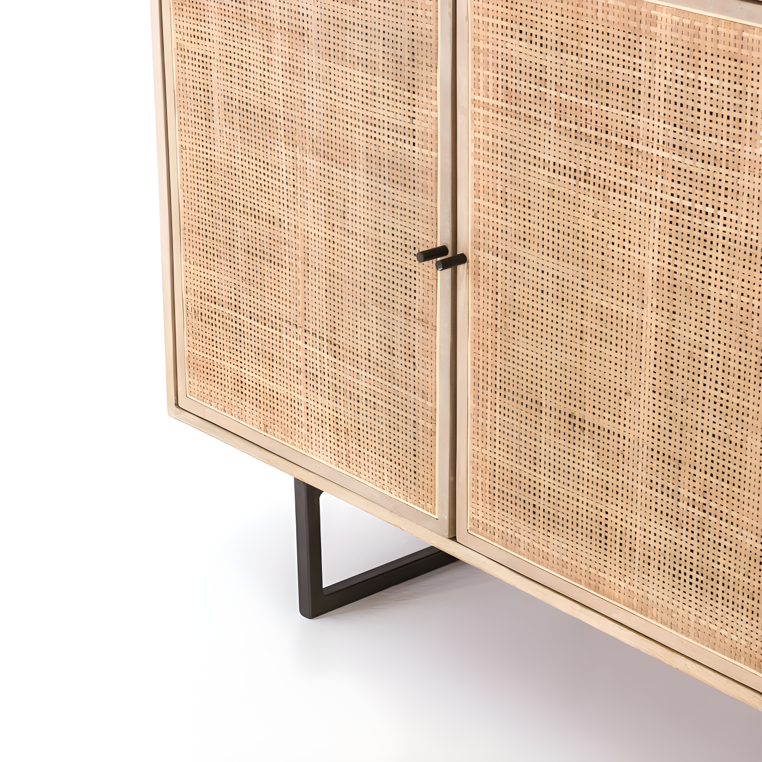 Carmel 72'' Natural Mango and Cane Sideboard with Gunmetal Legs