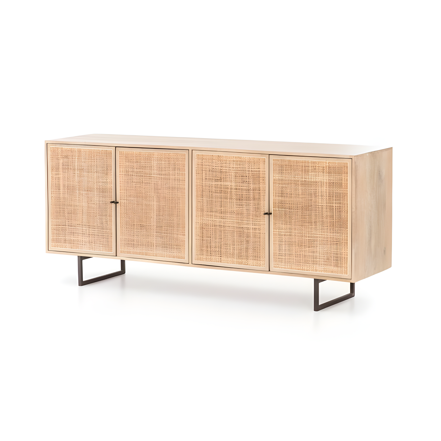 Carmel 72'' Natural Mango and Cane Sideboard with Gunmetal Legs
