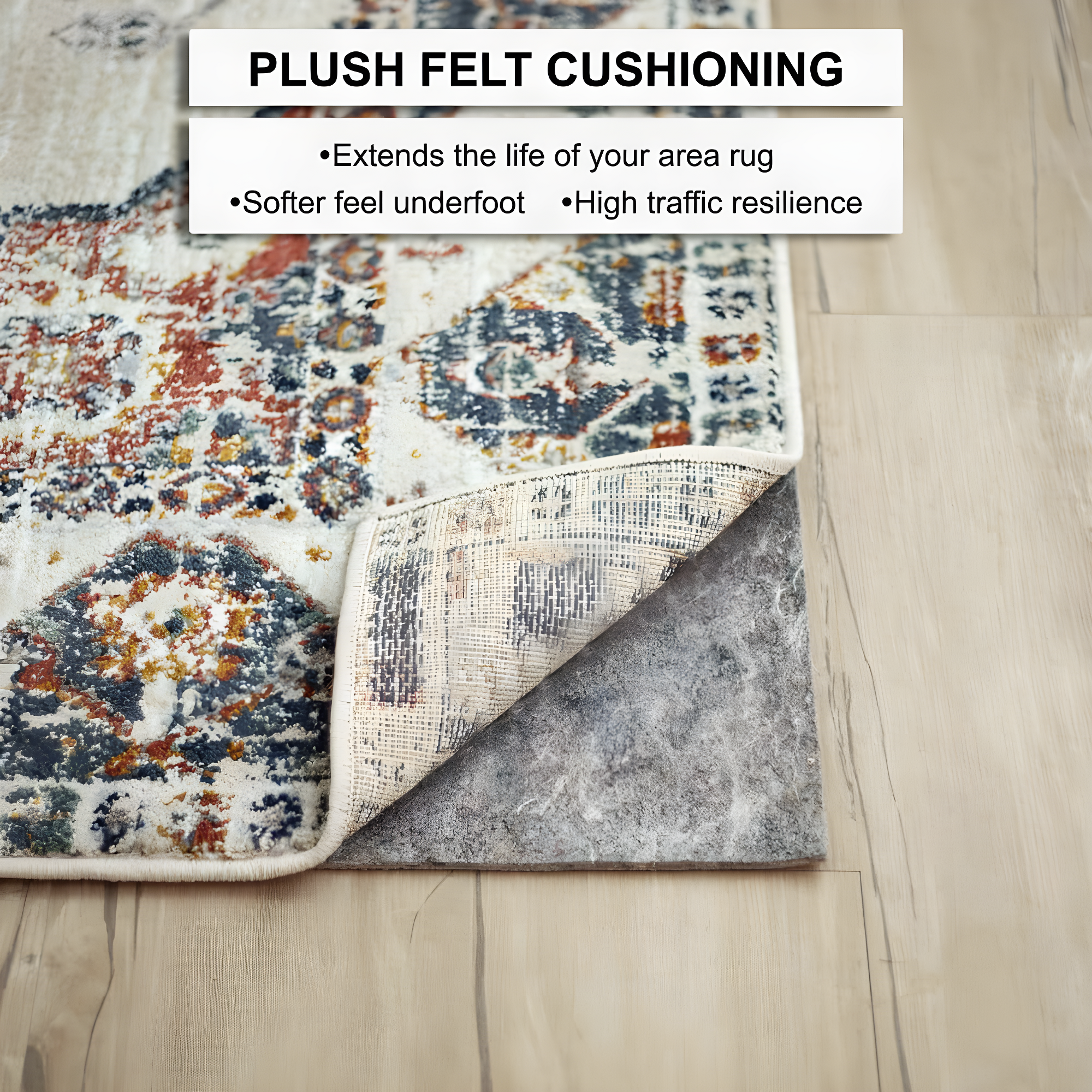 Mohawk 4'10" Round Premium Dual Surface Rug Pad Brown: Skid-Resistant, Polyester, Latex Backing, Gray