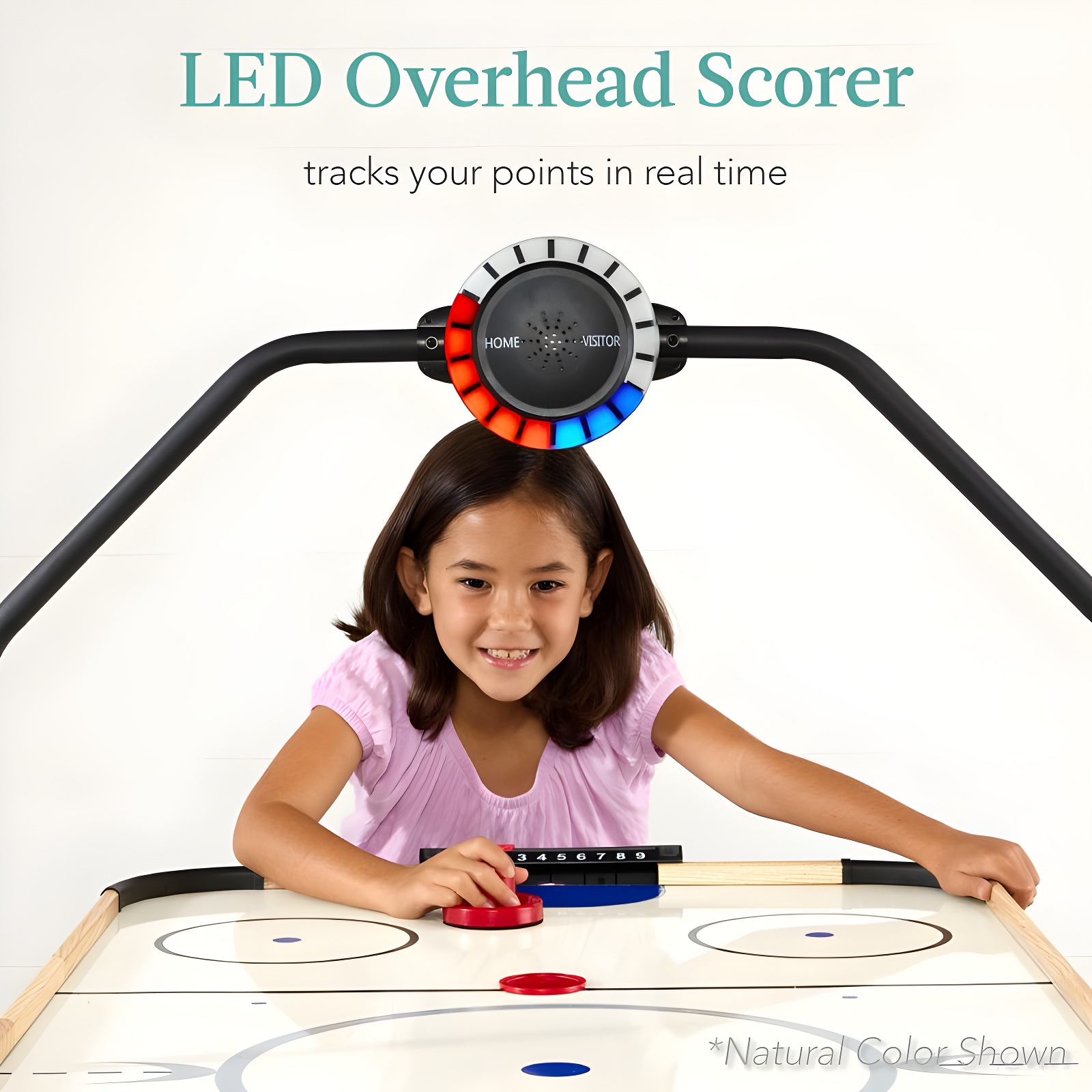 Best Choice Products 54in Air Hockey Game Table w/ LED Lights, Scoreboard, Powerful Motor - Walnut
