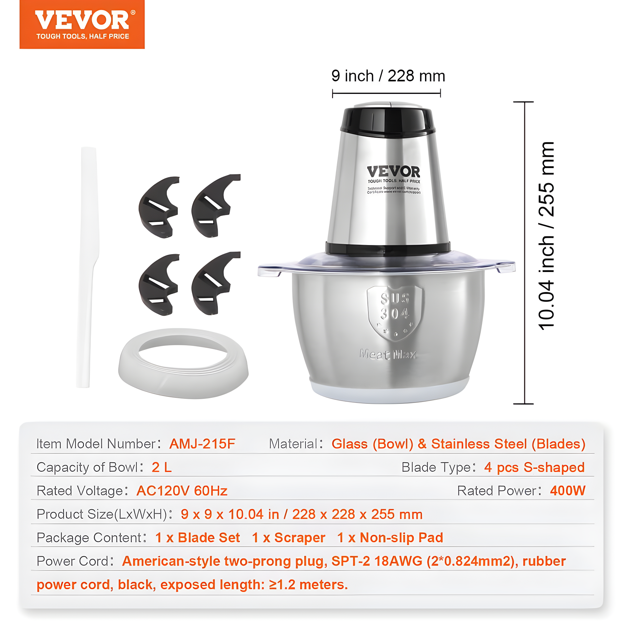 VEVOR VEVOR 8 Cup Food Processor