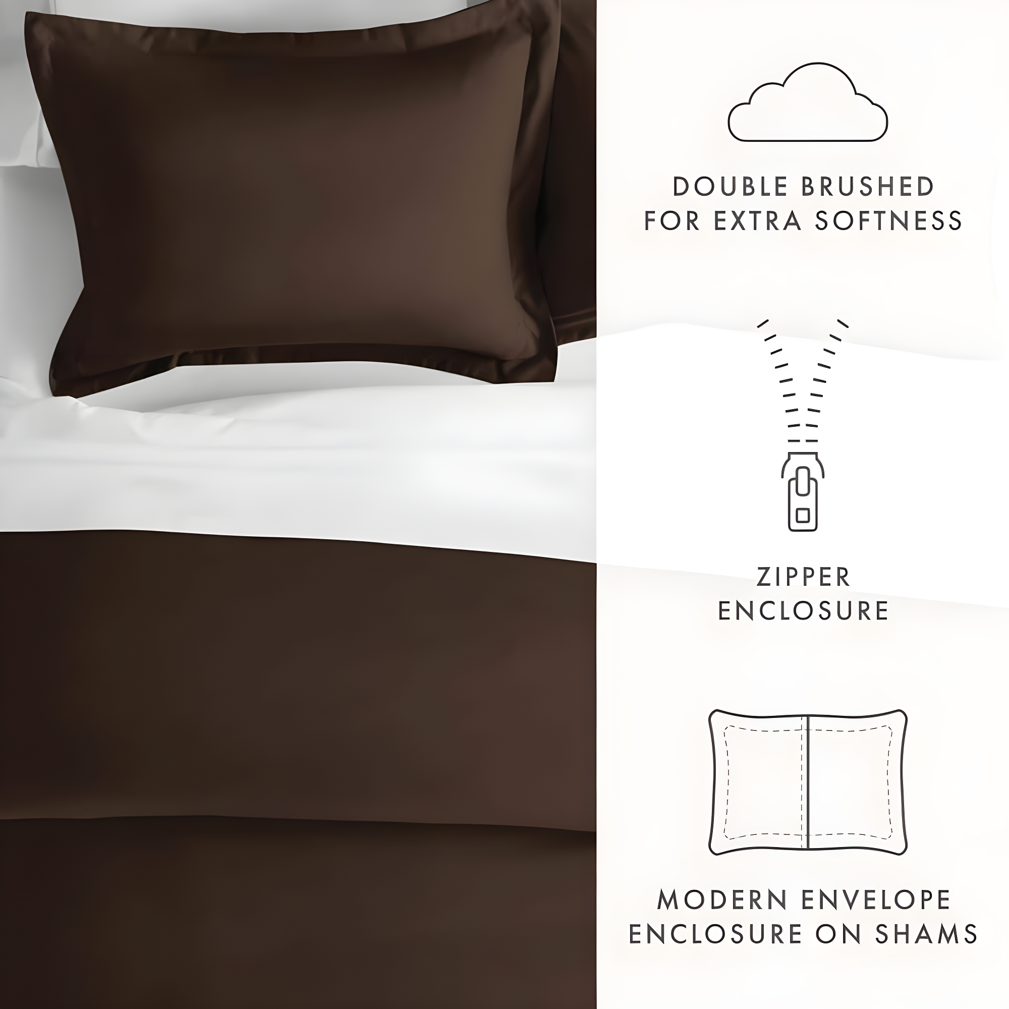 Chocolate 3 Piece Duvet Cover Set Full/Queen, by Simply Soft