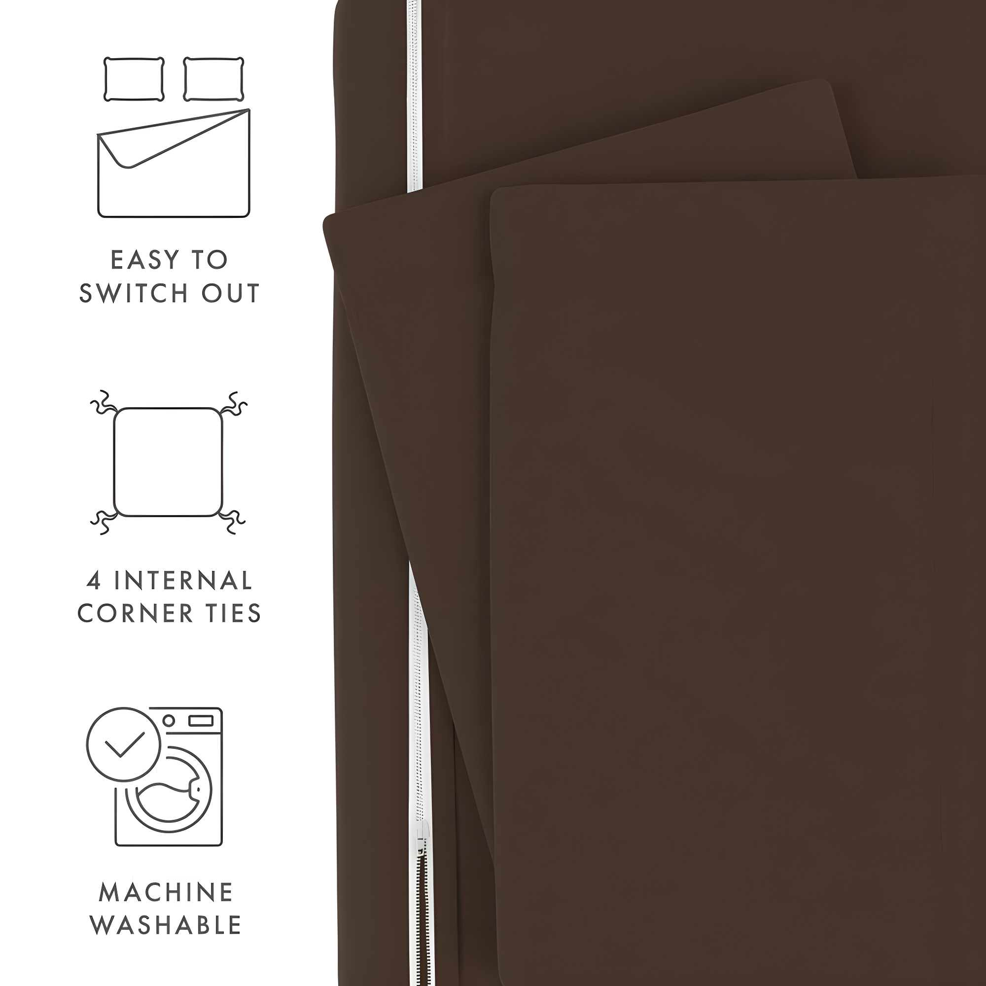 Chocolate 3 Piece Duvet Cover Set Full/Queen, by Simply Soft