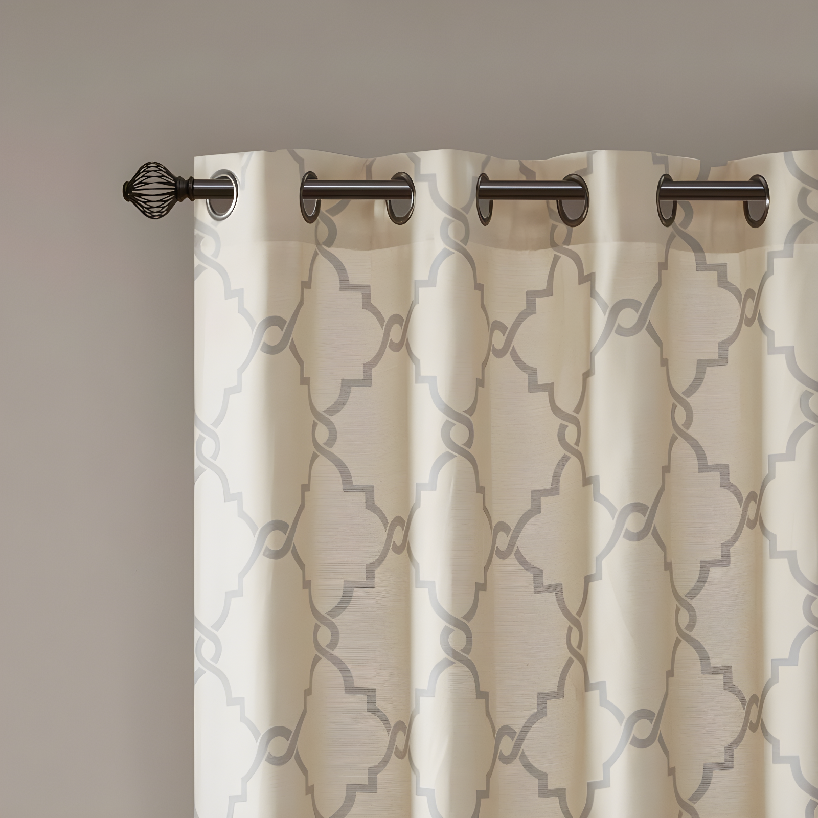 Madison Park Fretwork Print Grommet Top Single Window Curtain Panel