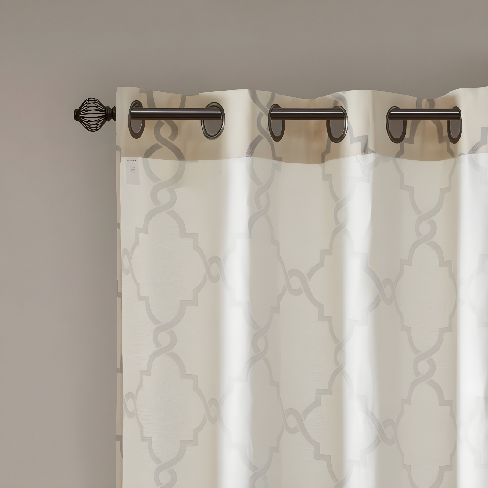 Madison Park Fretwork Print Grommet Top Single Window Curtain Panel
