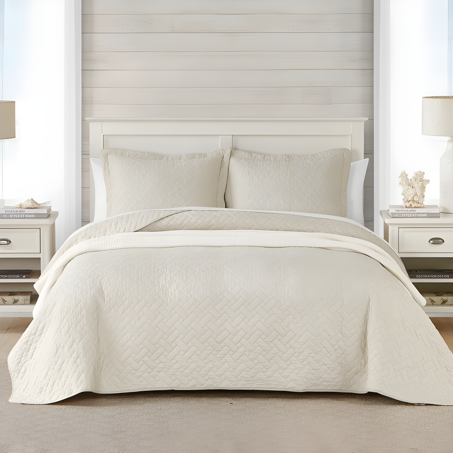 Tommy Bahama Raffia Solid Cotton Reversible Quilt Set