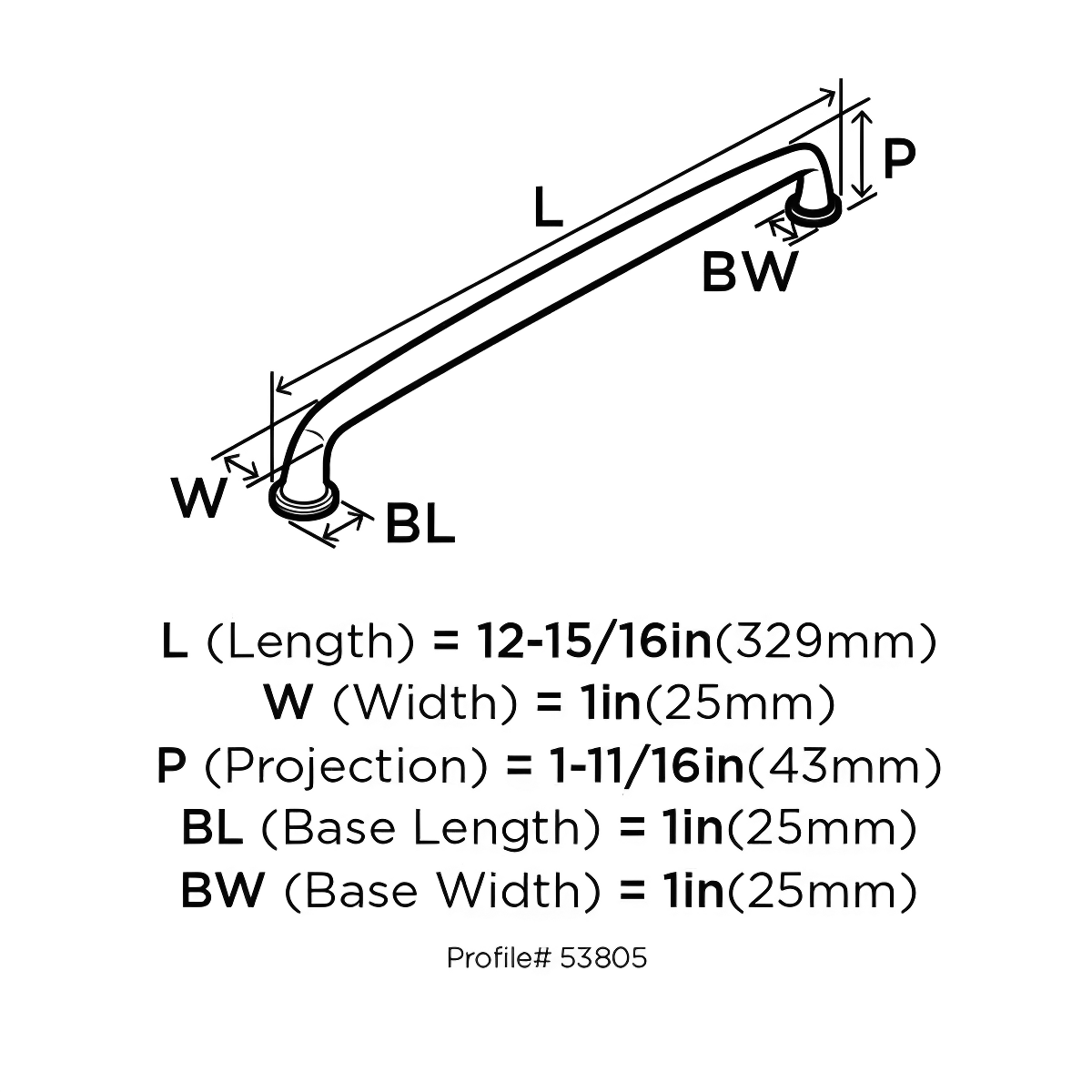 Amerock Kane 12 inch (305mm) Center-to-Center Polished Nickel Appliance Pull