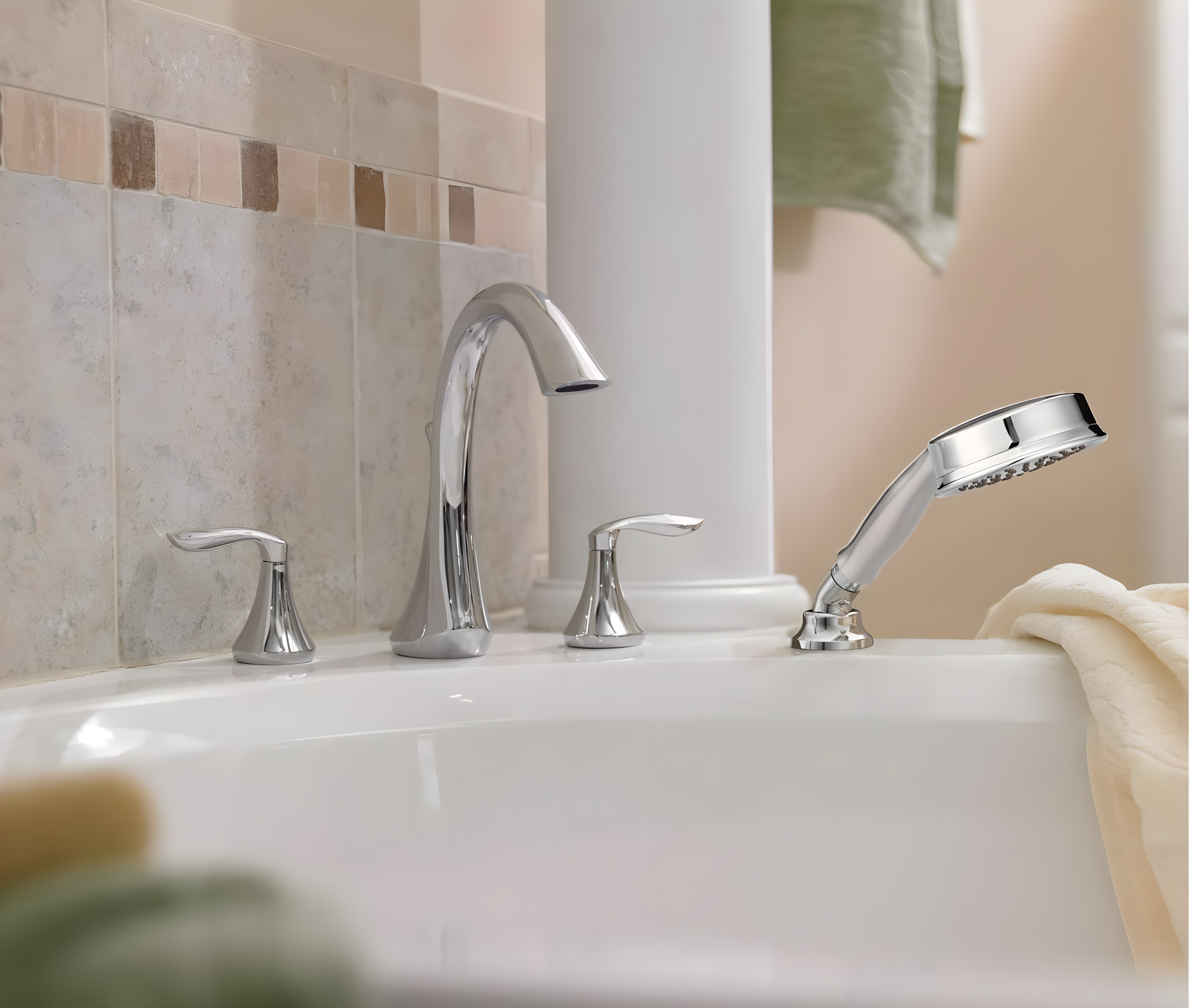 Eva Double Handle Deck Mounted Roman Tub Faucet Trim