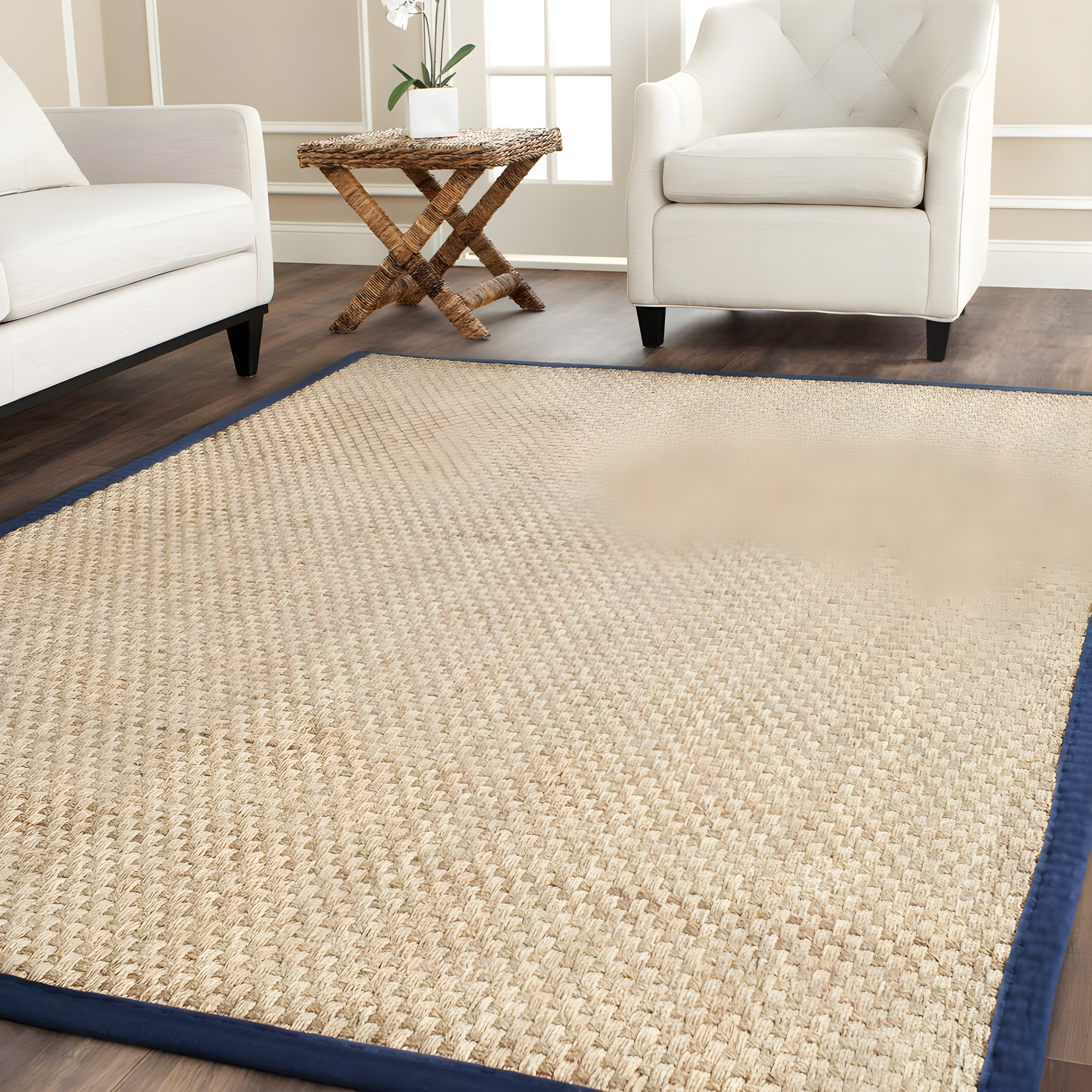 Natural Fiber NF114 Power Loomed Indoor Accent Rug - Natural/Blue - 3'x5' - Safavieh.