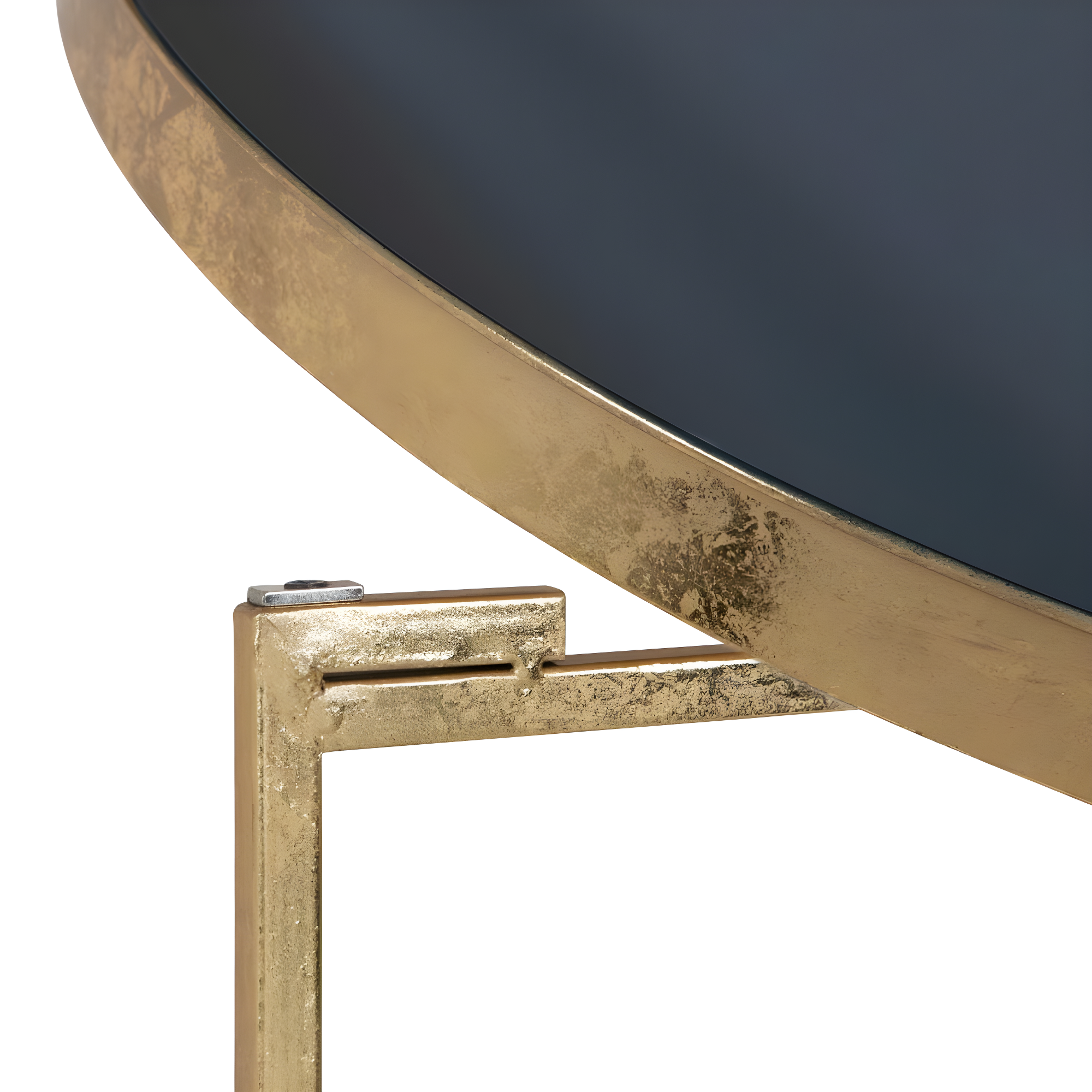 Kate and Laurel Celia Round Metal Coffee Table, 28.25x28.25x19, Navy Blue and Gold