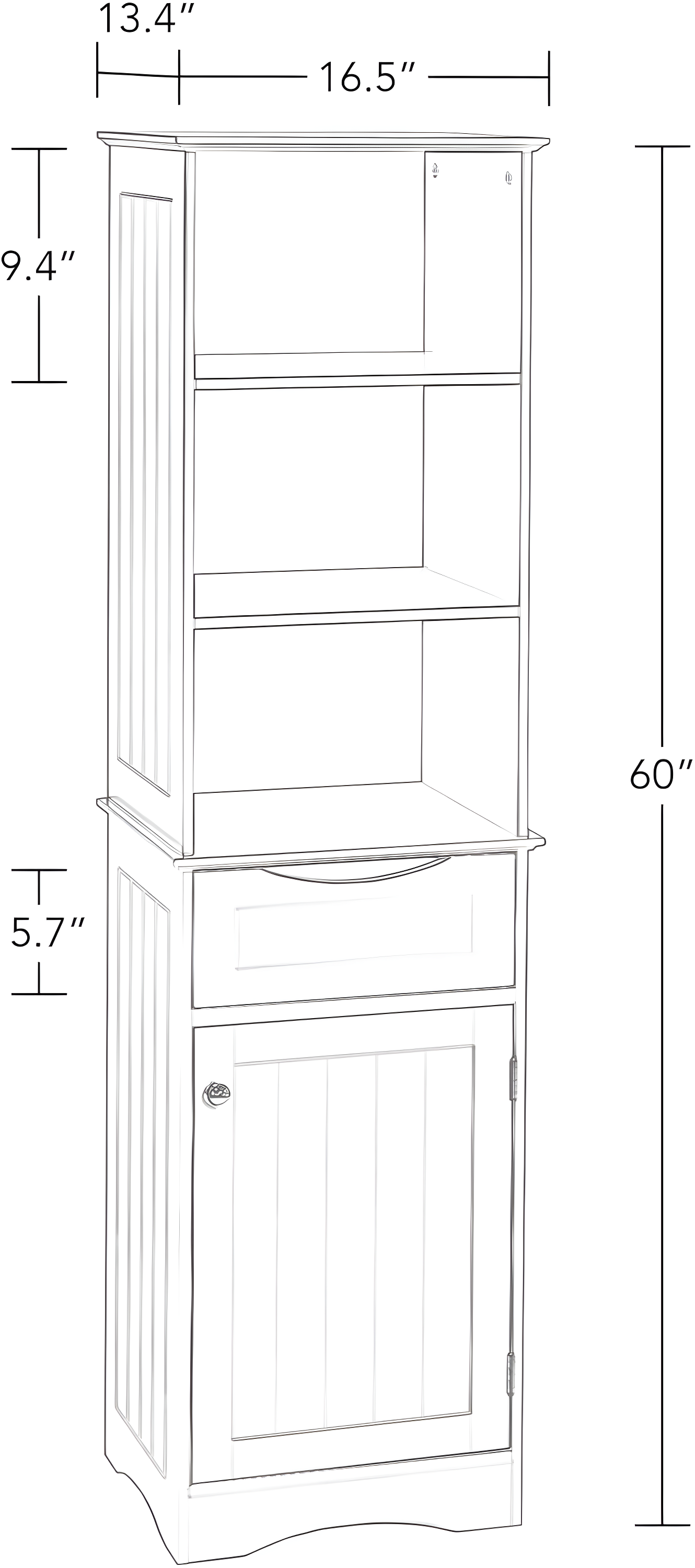 RiverRidge Ashland Tall Bathroom Storage Linen Cabinet and Organizer with Drawer and Shelves