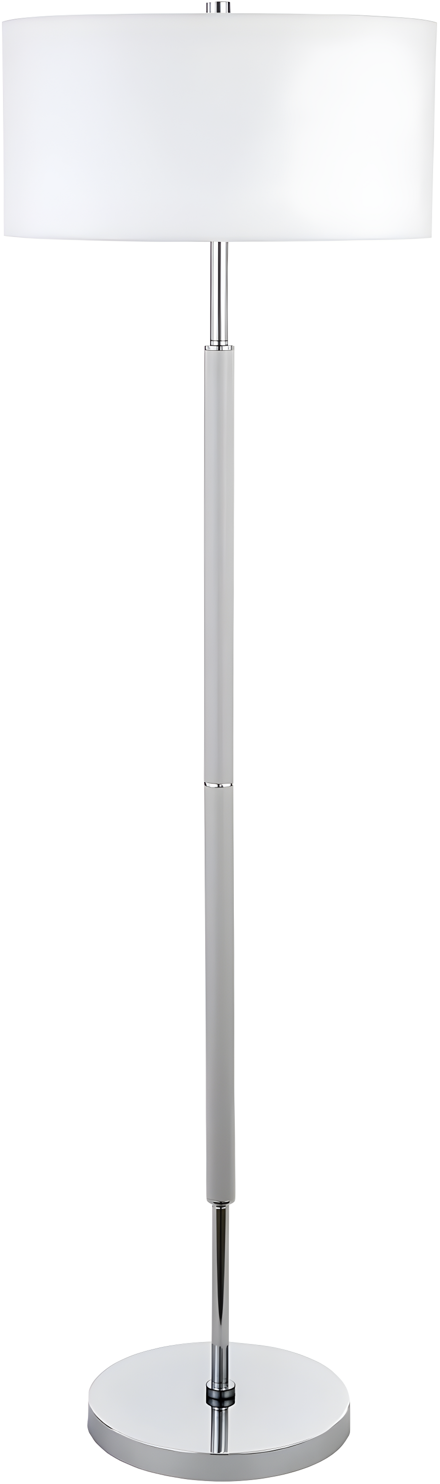 Evelyn&Zoe Simone 2-Light Floor Lamp with Fabric Shade, Cool Gray/Polished Nickel/White