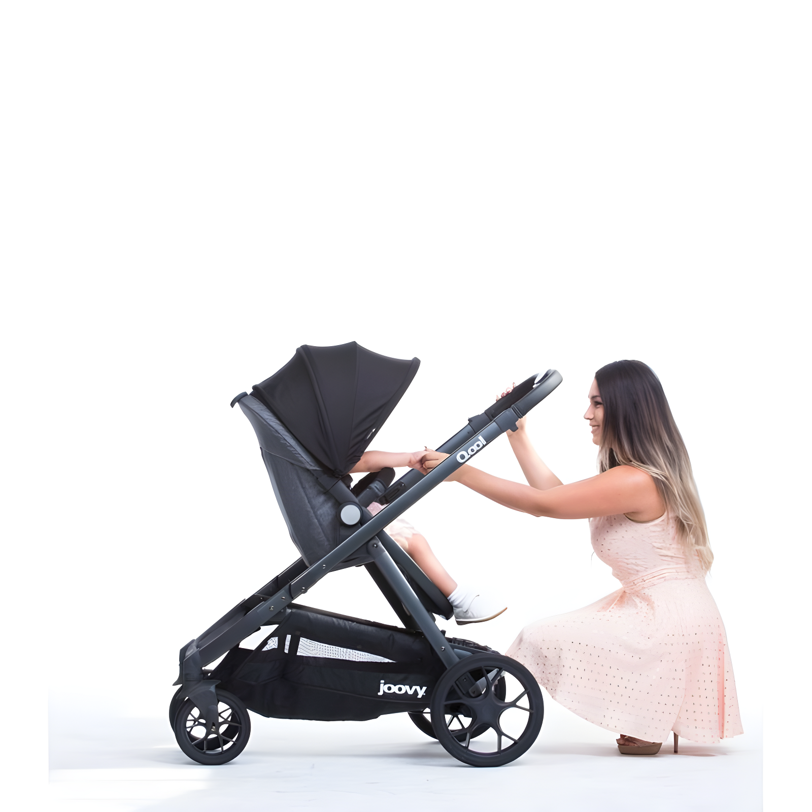 Joovy Qool Convertible Modular Single Double Triple Stroller - Gray