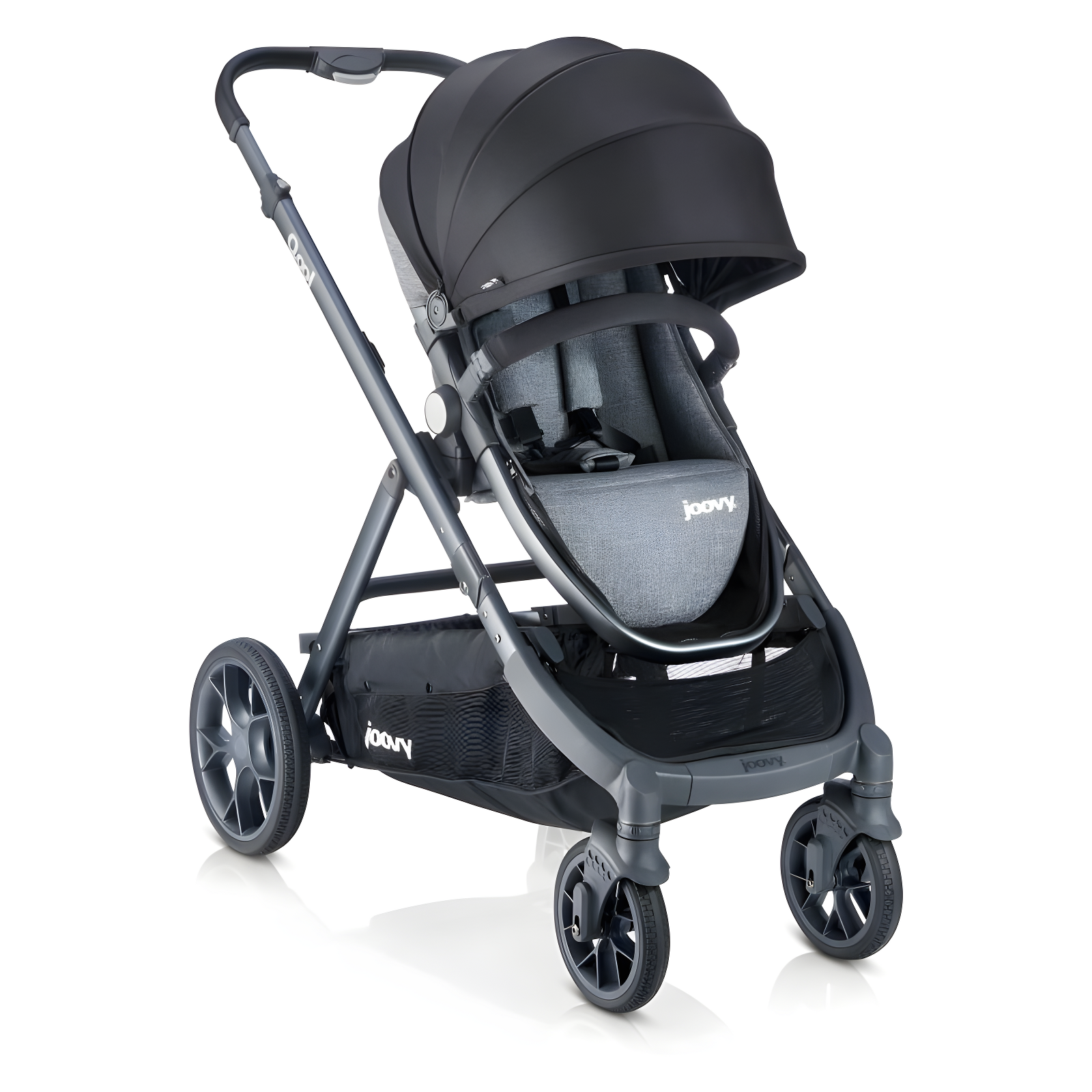 Joovy Qool Convertible Modular Single Double Triple Stroller - Gray