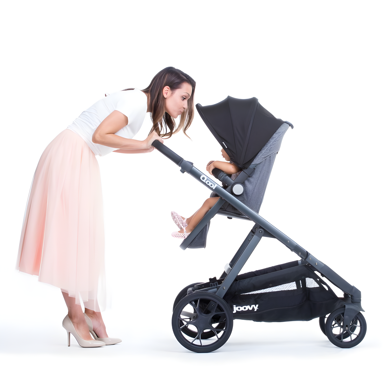 Joovy Qool Convertible Modular Single Double Triple Stroller - Gray