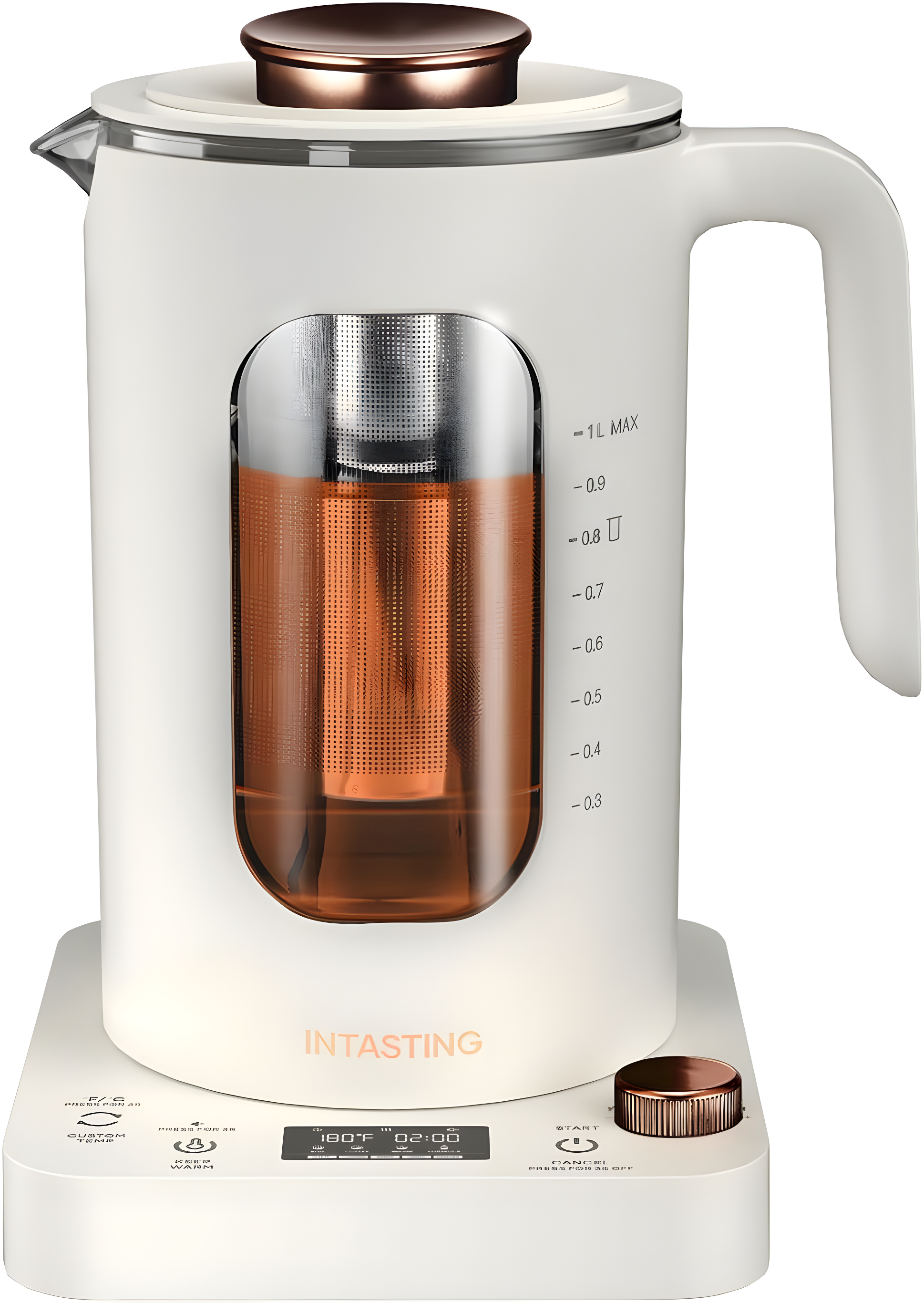 QUALITY FLOORING INC. Electric Tea Kettle, Glass Electric Kettle With Tea Infuser And Precise Knob Temperature Control, 1200W Fast Heating, BPA-Free, Easy To Clean, For Tea And Coffee