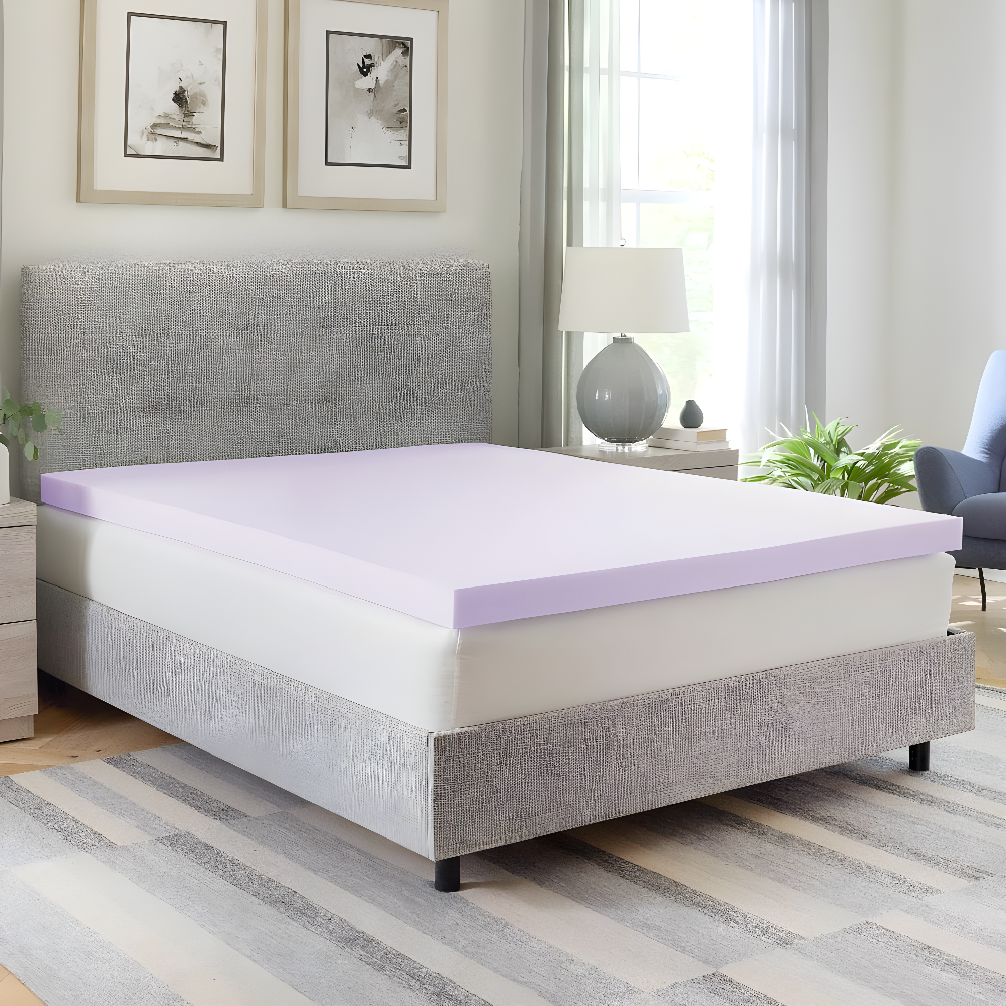 BodiPEDIC 3" Lavender Infused Memory Foam Mattress Topper