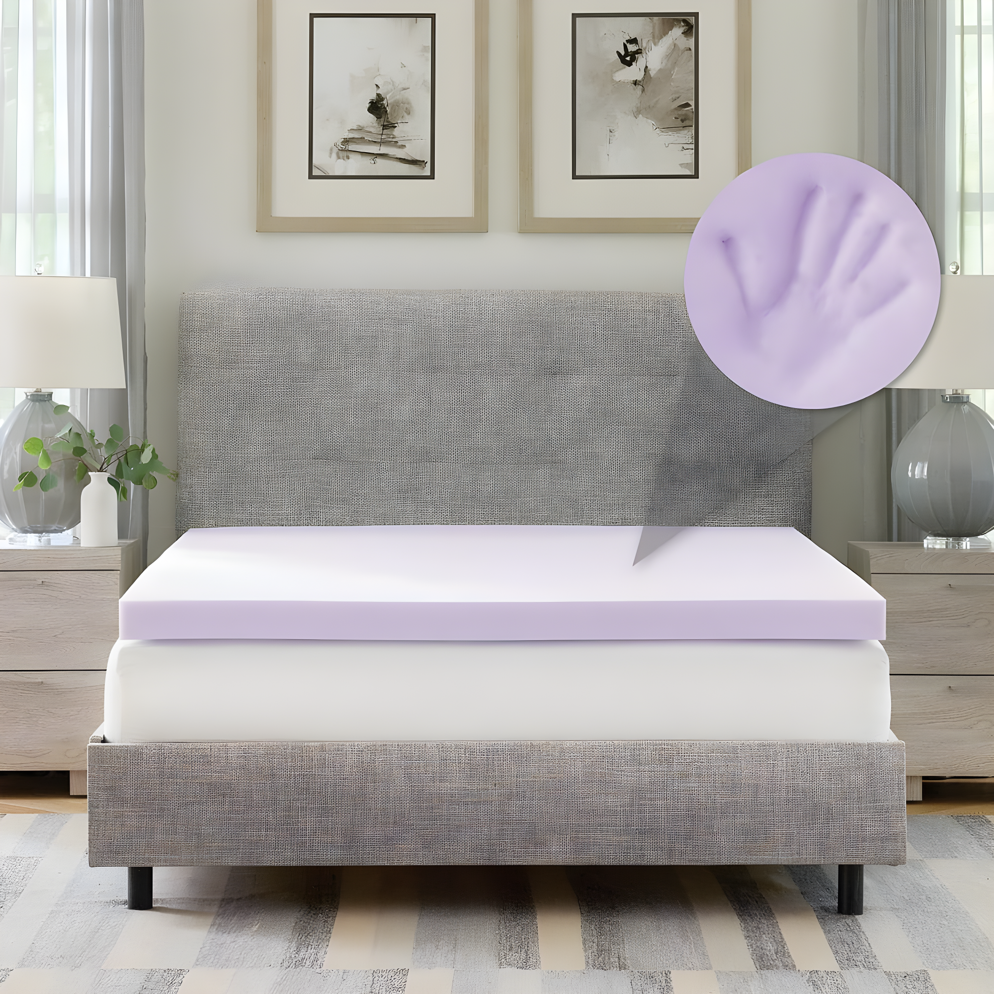 BodiPEDIC 3" Lavender Infused Memory Foam Mattress Topper