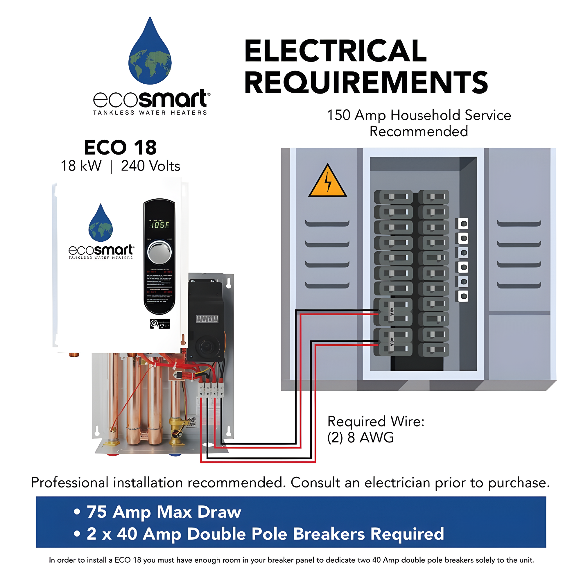 EcoSmart Electric Tankless Water Heater 18 kW