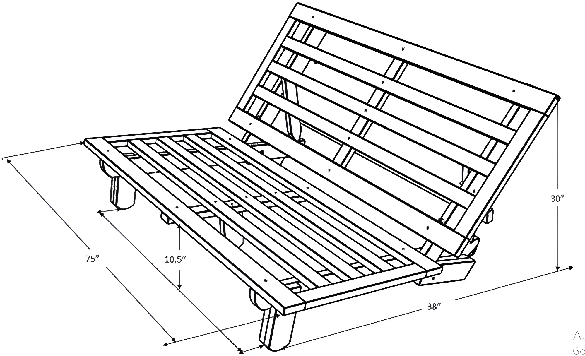 Estructura de Futón de Madera Carson con Acabado Marrón Java-colchón No Incluido