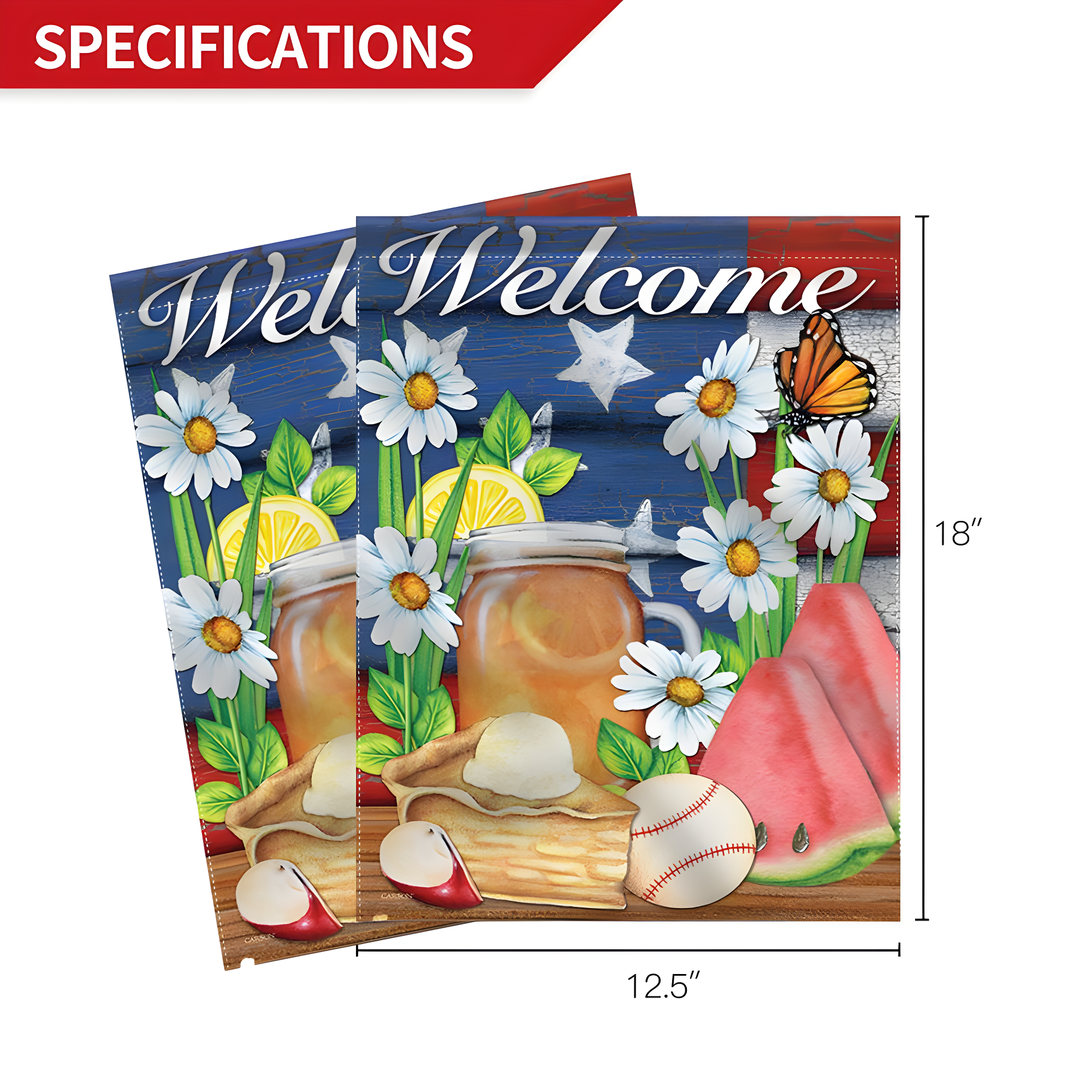 Anley American Summer Welcome Decorative Garden Flags Double Sided  18 x 12.5 Inch