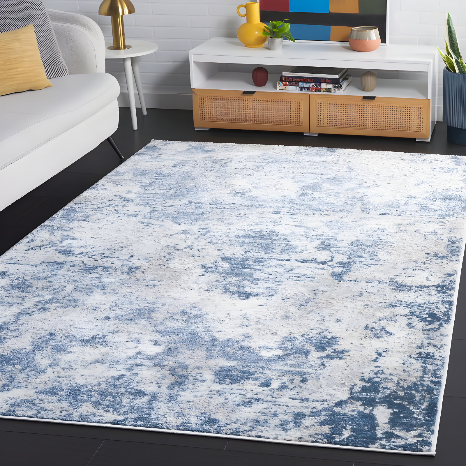 Amelia ALA705 Power Loomed Area Rug - Navy/Grey - 6'7"x6'7" - Safavieh.