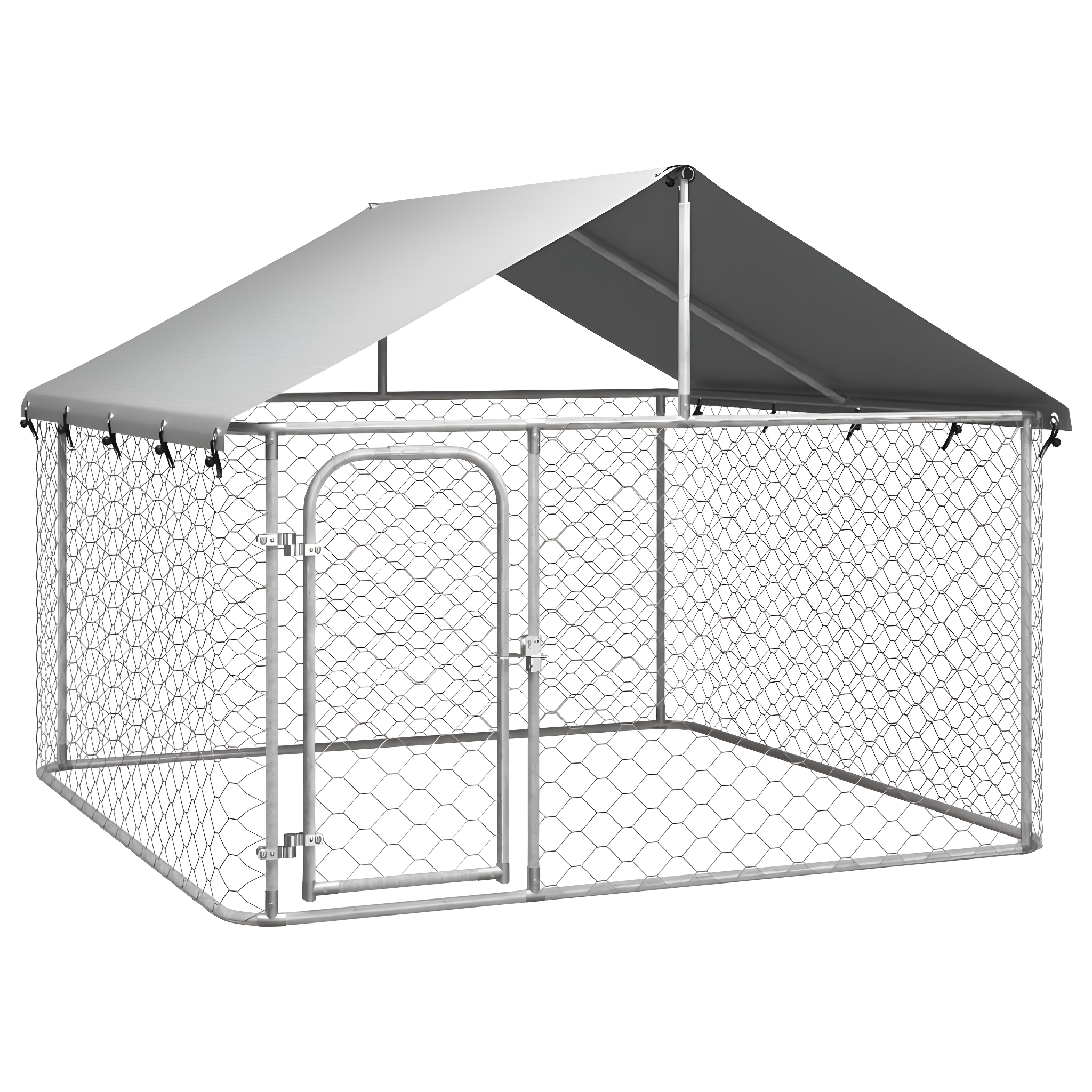 VidaXL 59.1'' H Powder Coated Steel Yard Kennel With Door