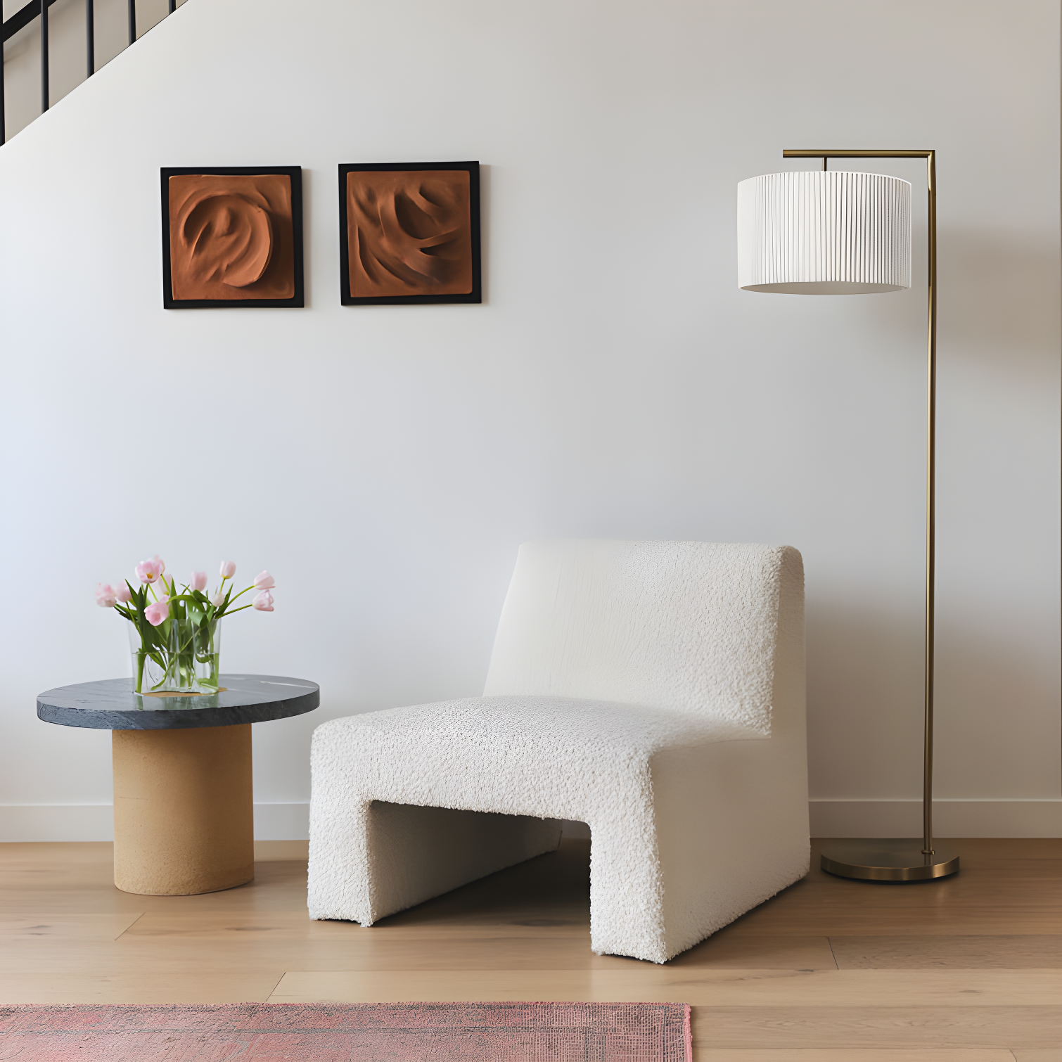 Montage Modern 60 in. Mid-Century Modern LED Floor Lamp with Fabric Drum Shade