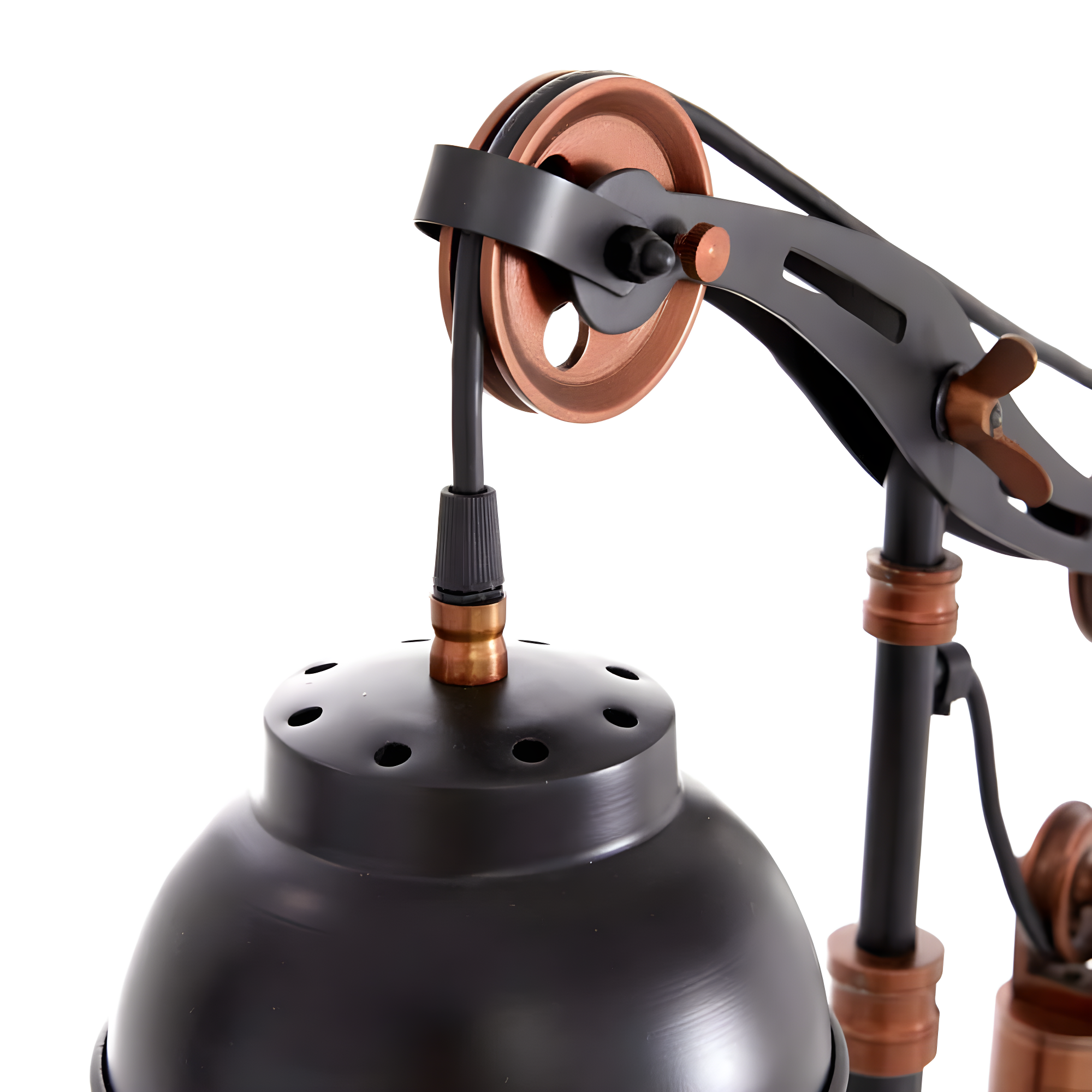 DecMode 24" Pulley Black Desk Lamp with Black Metal Shade