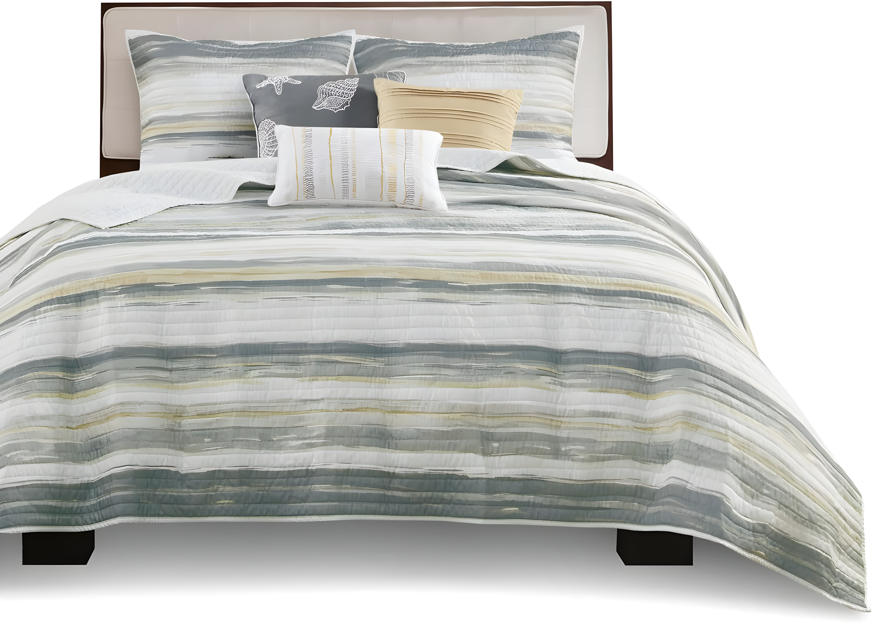 Marina 6 Piece Printed Quilt Set with Throw Pillows