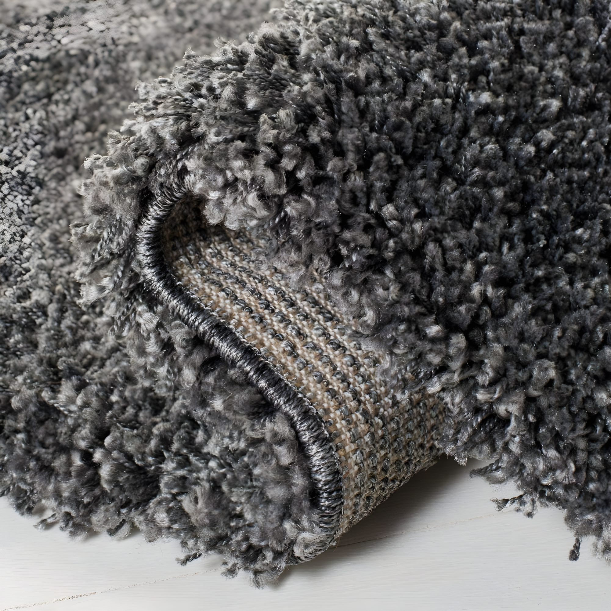 Shag SG151 Power Loomed Indoor Area Rug - Dark Grey - 4'x4' - Safavieh.