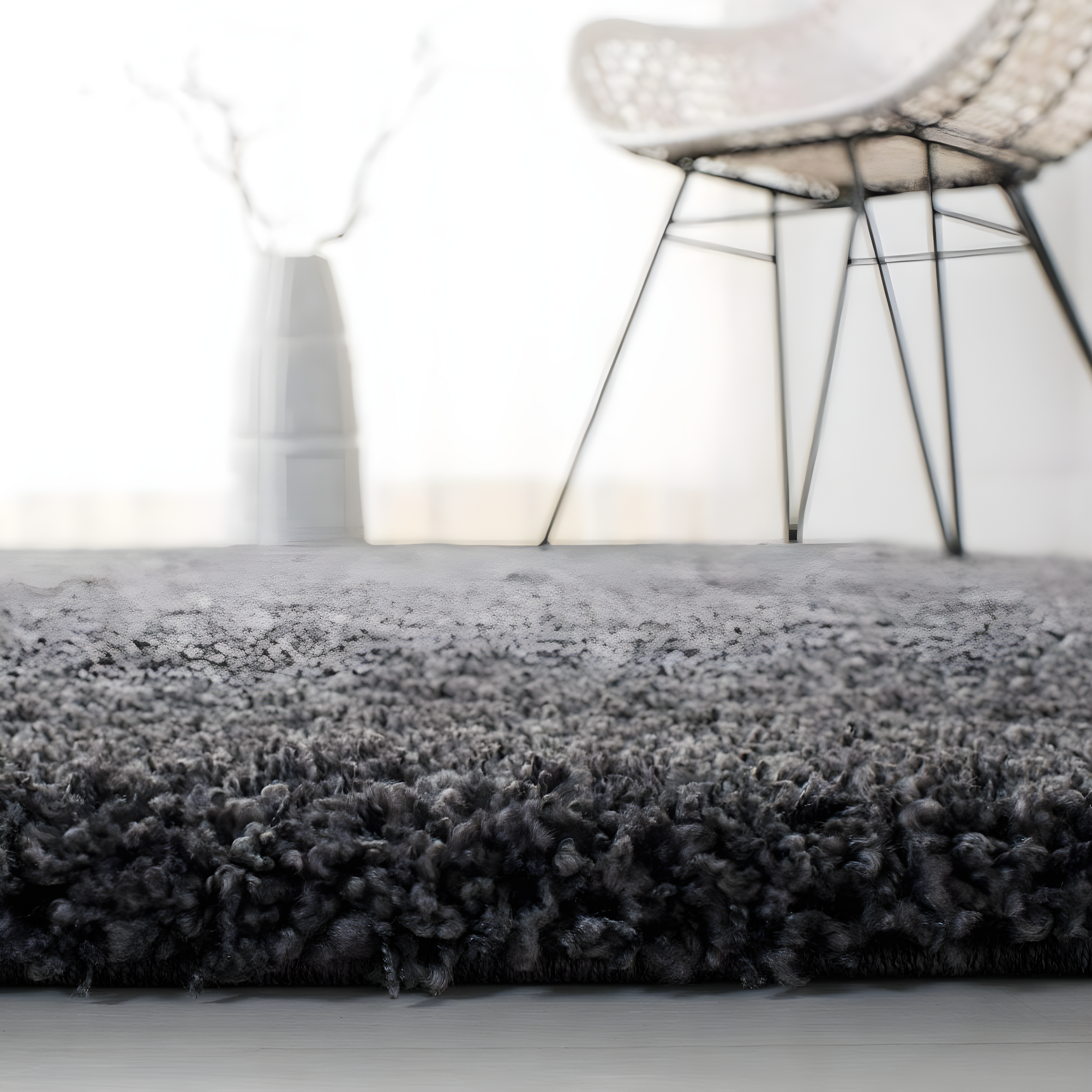 Shag SG151 Power Loomed Indoor Area Rug - Dark Grey - 4'x4' - Safavieh.