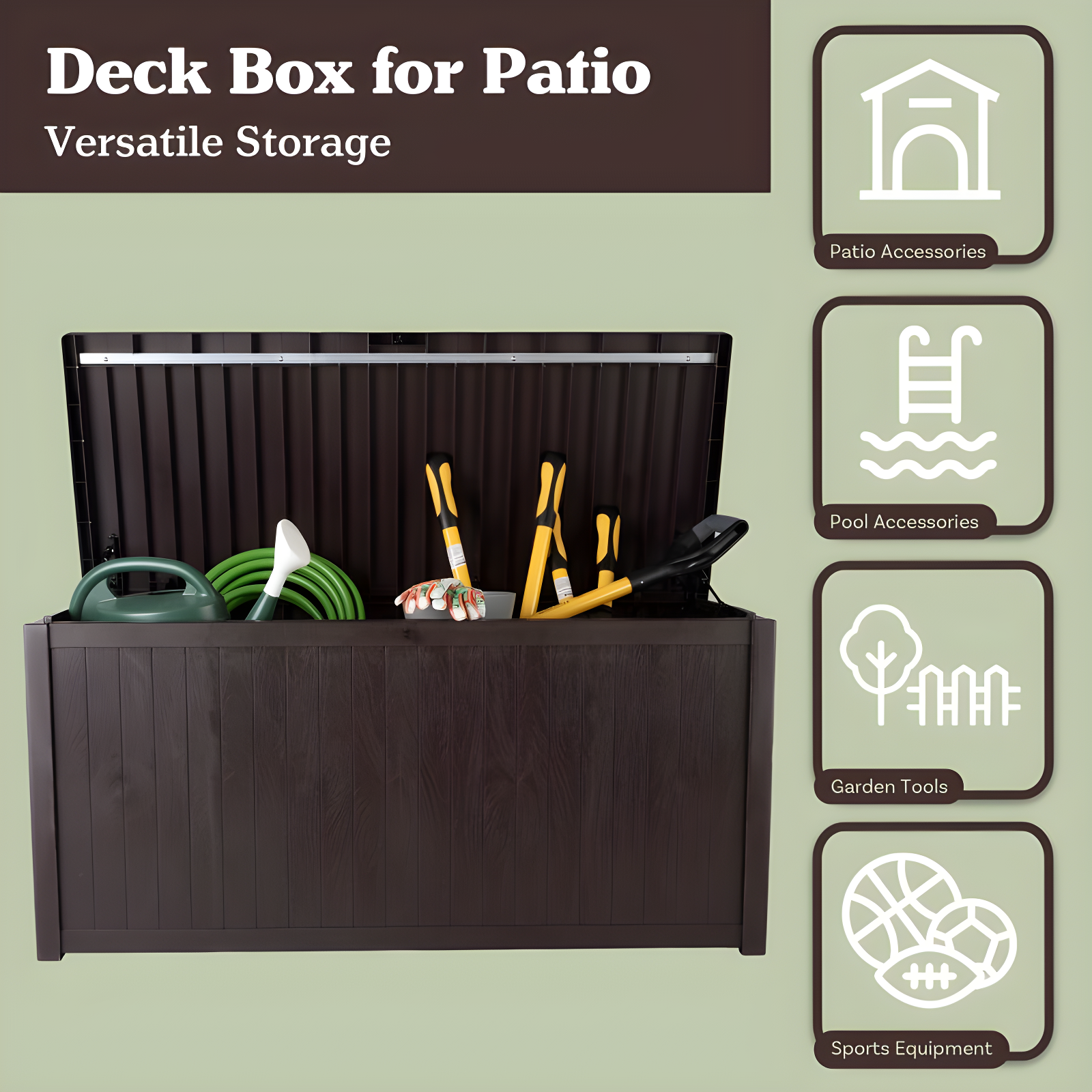 Pure Garden Outdoor Storage Box - 113 Gallon Lockable Deck Box for Pool Accessories, Patio Furniture Cushions, or Package Delivery for Outside by Pure Garden