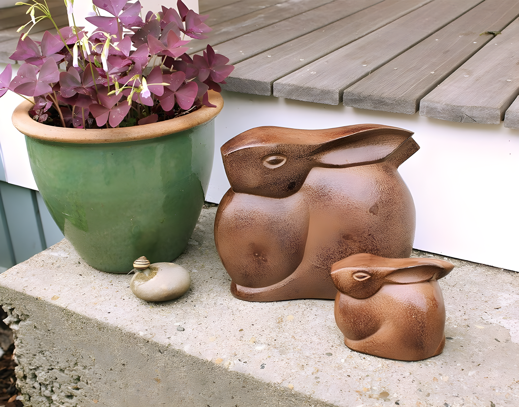3.75" Tall Cast Aluminum Small Moon Bunny Indoor Outdoor Statue Antique Bronze Finish - Achla Designs: Garden Decor, Unique Animal Sculpture