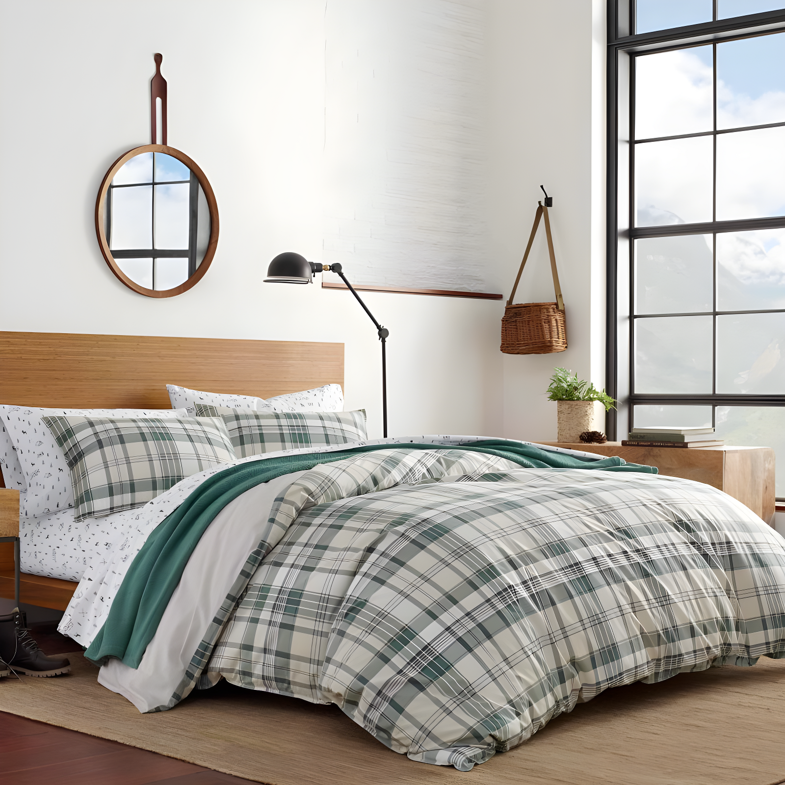 Eddie Bauer Eddie Bauer Timbers Green Cotton Reversible Bedding Set