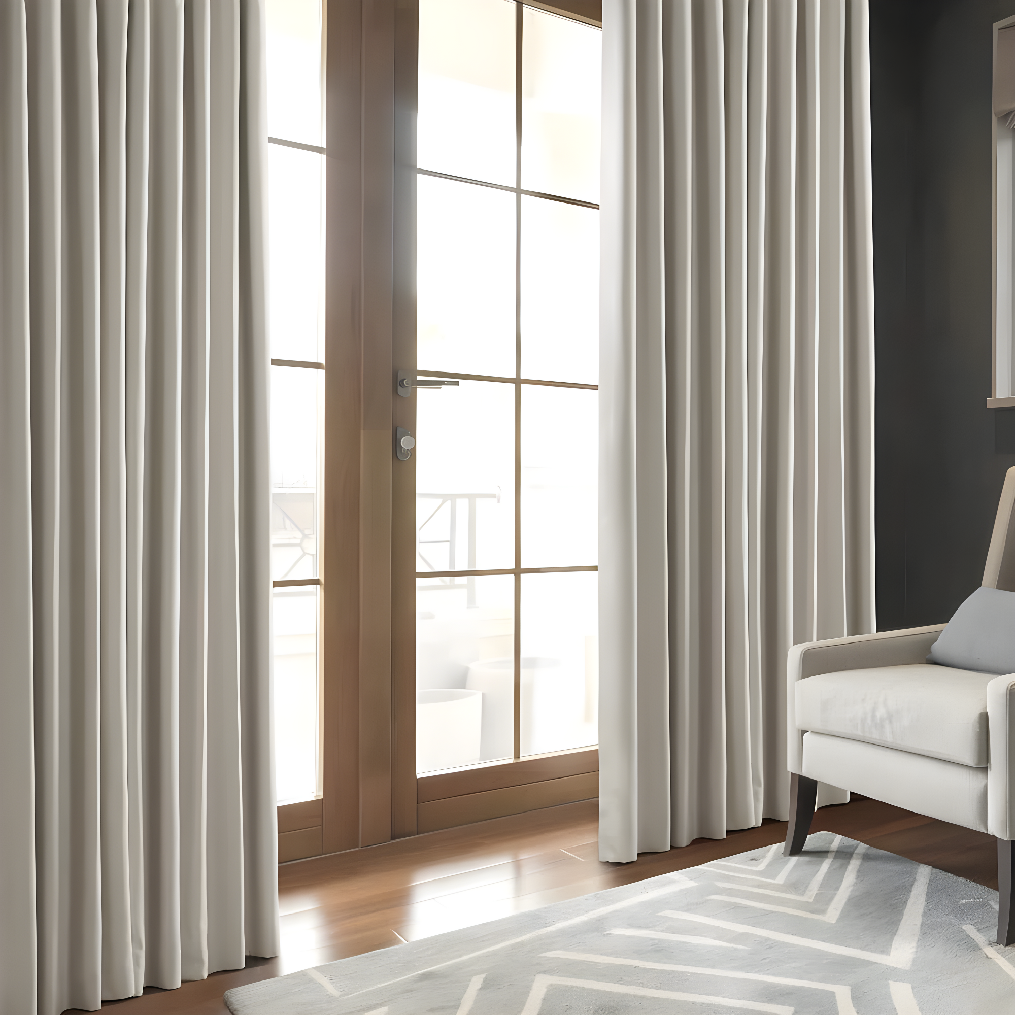 Signature Caravan Beige Faux Linen Blackout Curtain (1 Panel), Caravan Beige, 50W X 96L