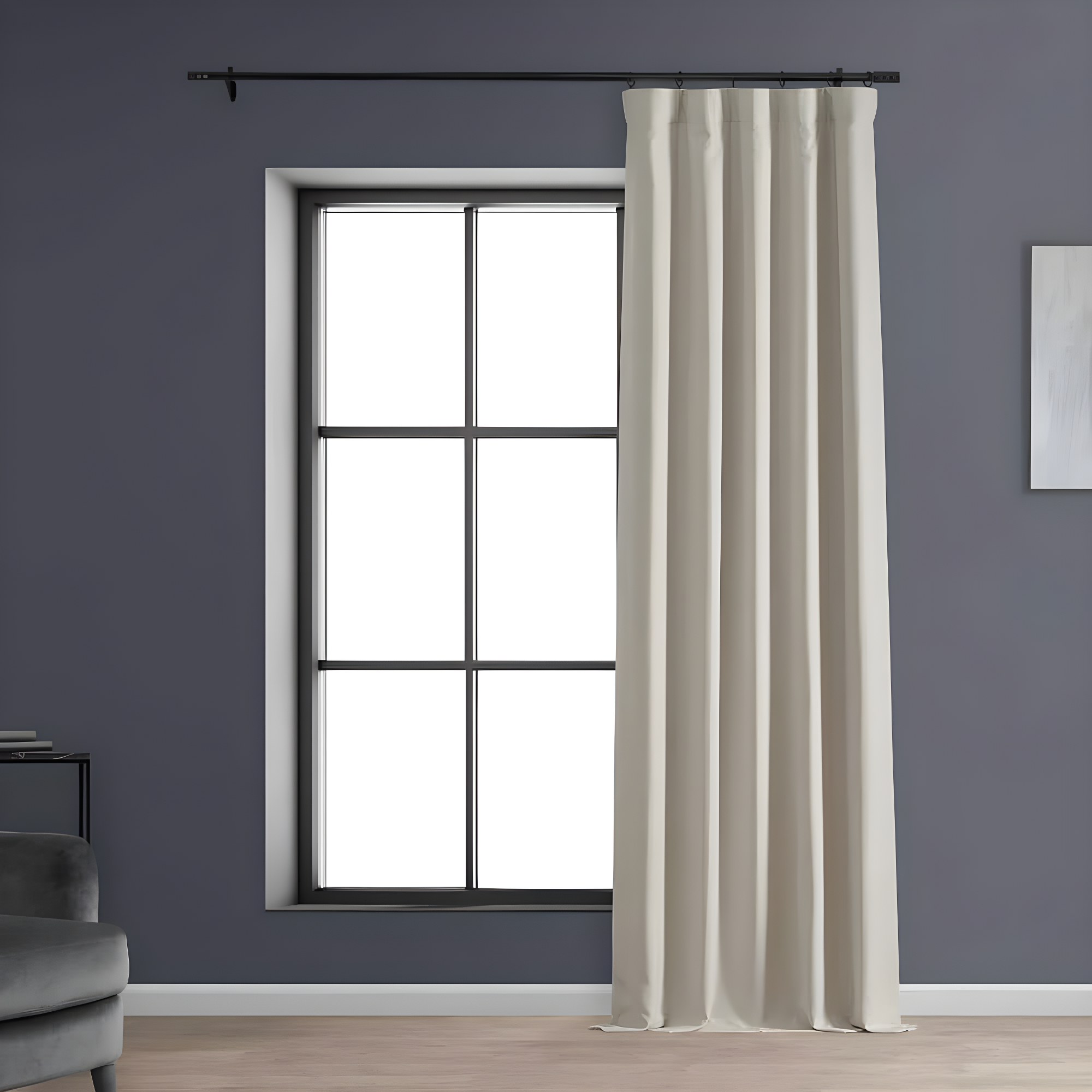 Signature Caravan Beige Faux Linen Blackout Curtain (1 Panel), Caravan Beige, 50W X 96L